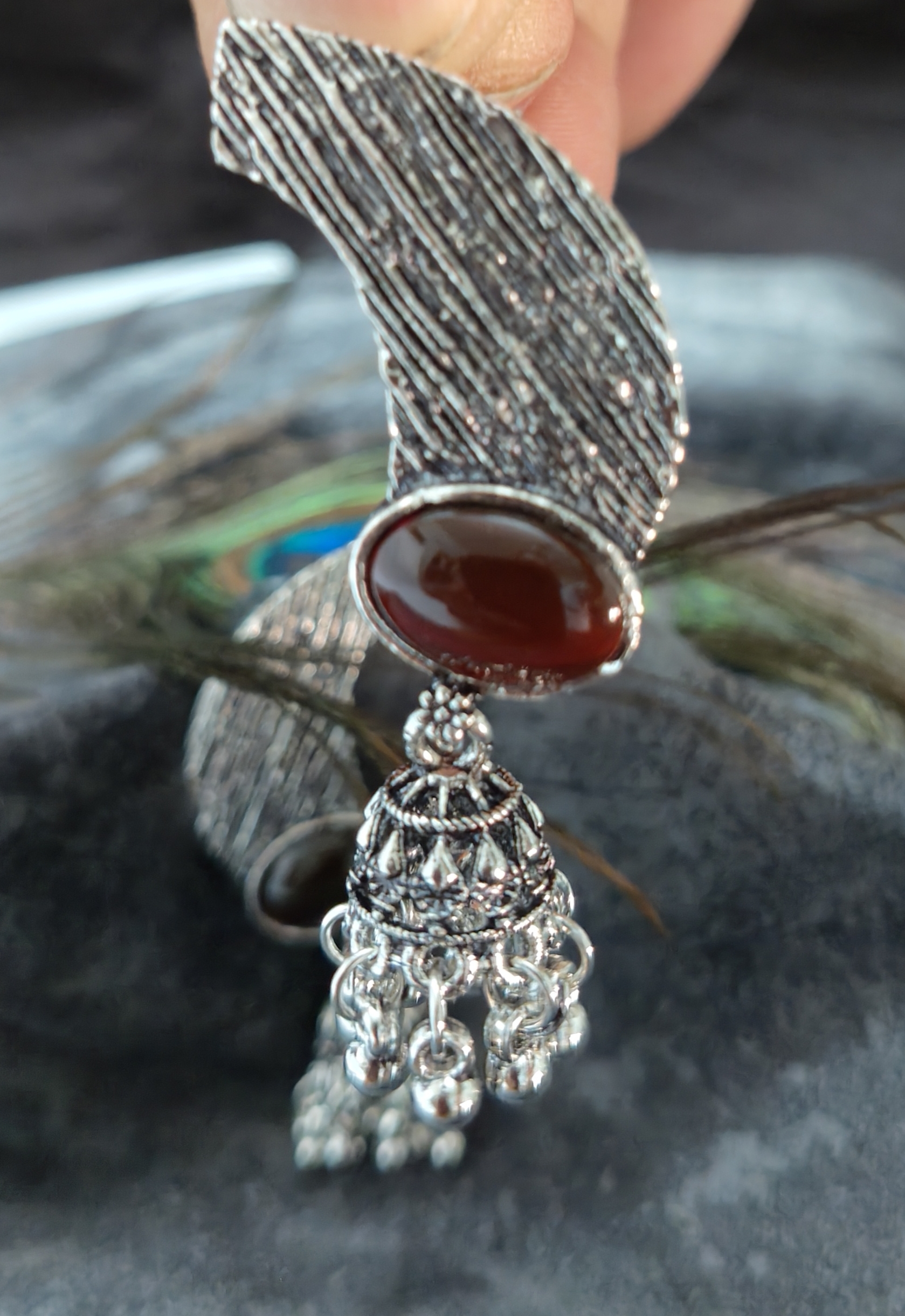 Antique Silver Jhumka Earrings