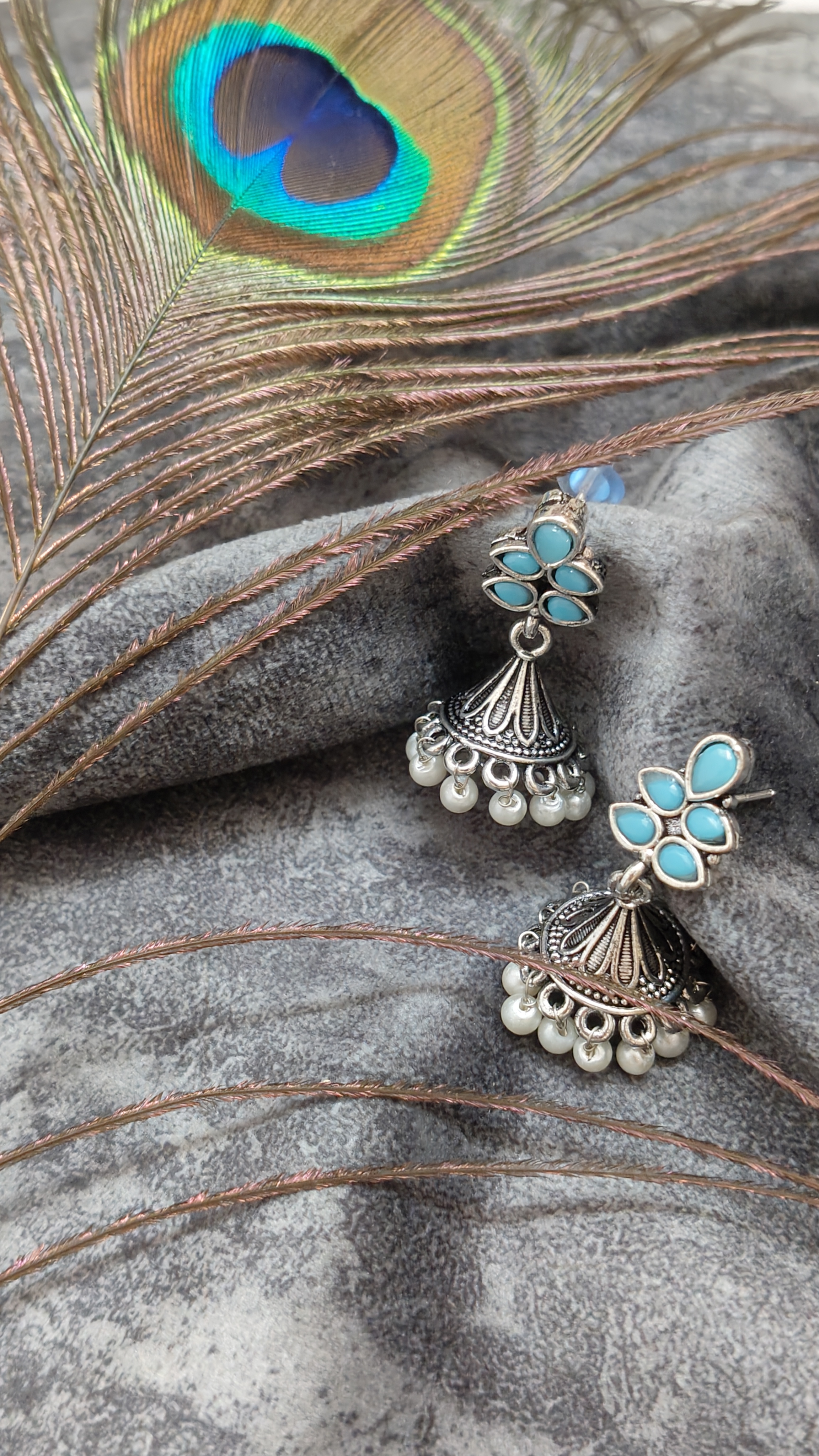 Elegant Silver Floral Jhumka