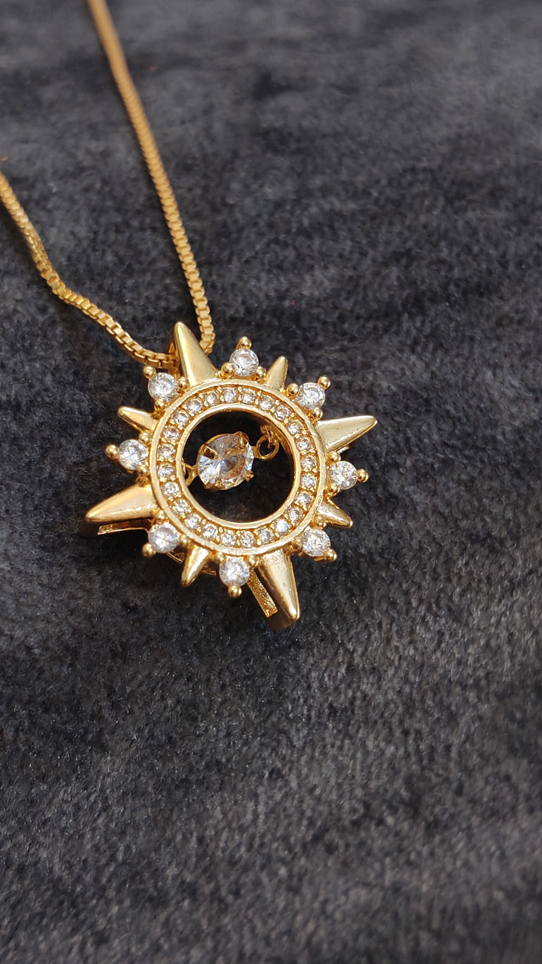 Gold Sunburst Pendant Necklace