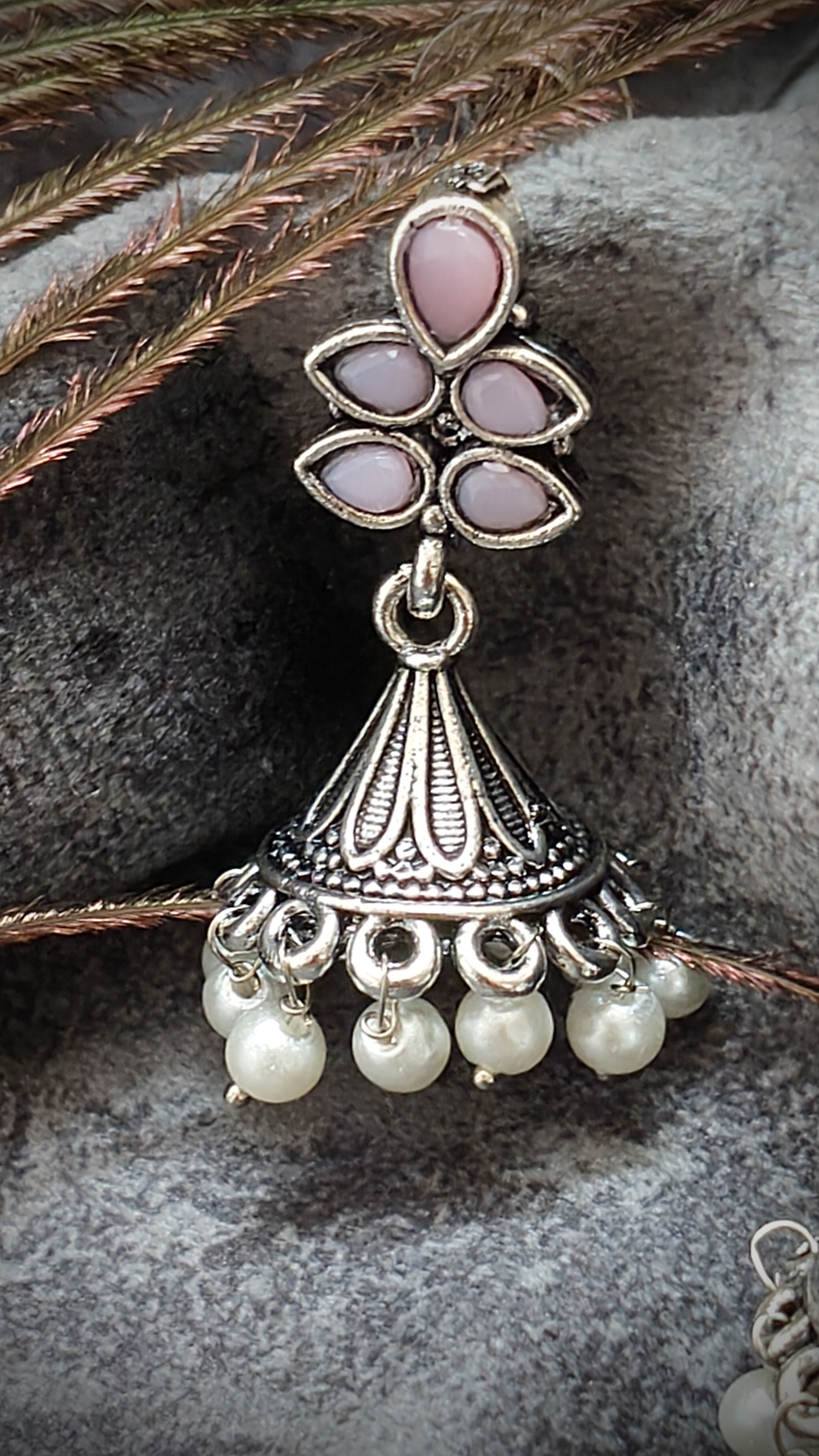 Elegant Silver Jhumka Earrings