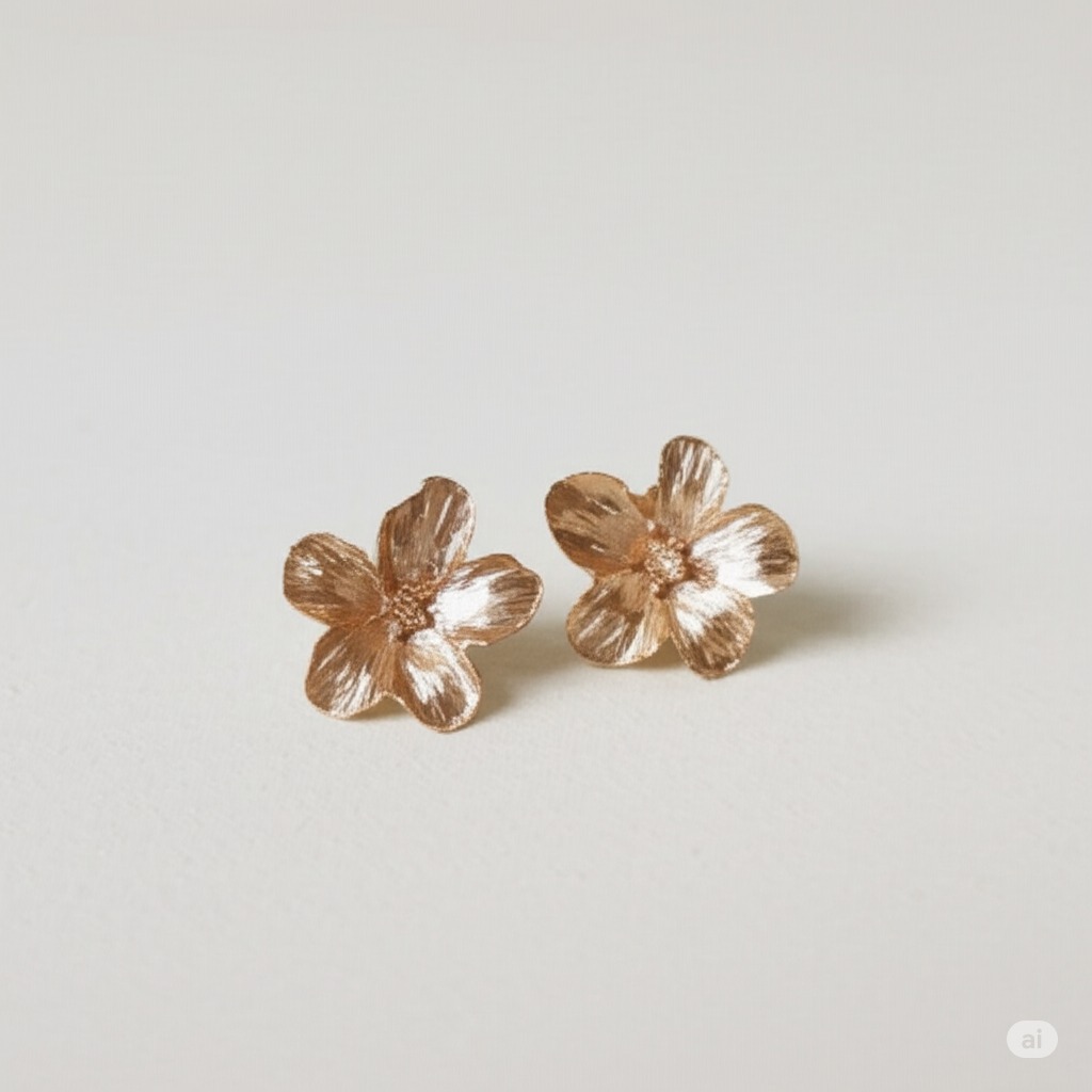 Floral Gold Stud Earrings