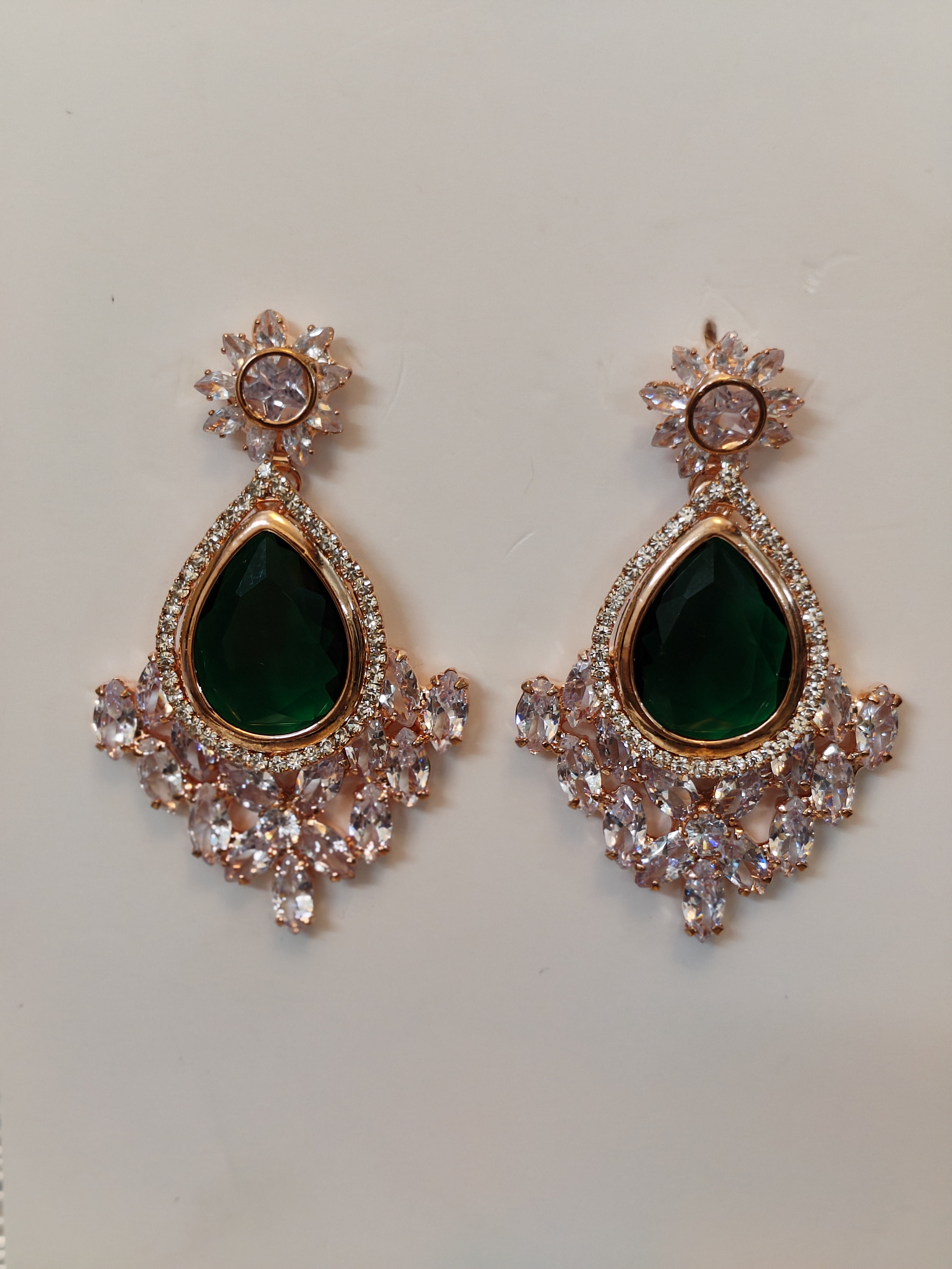 Emerald Teardrop Statement Earrings