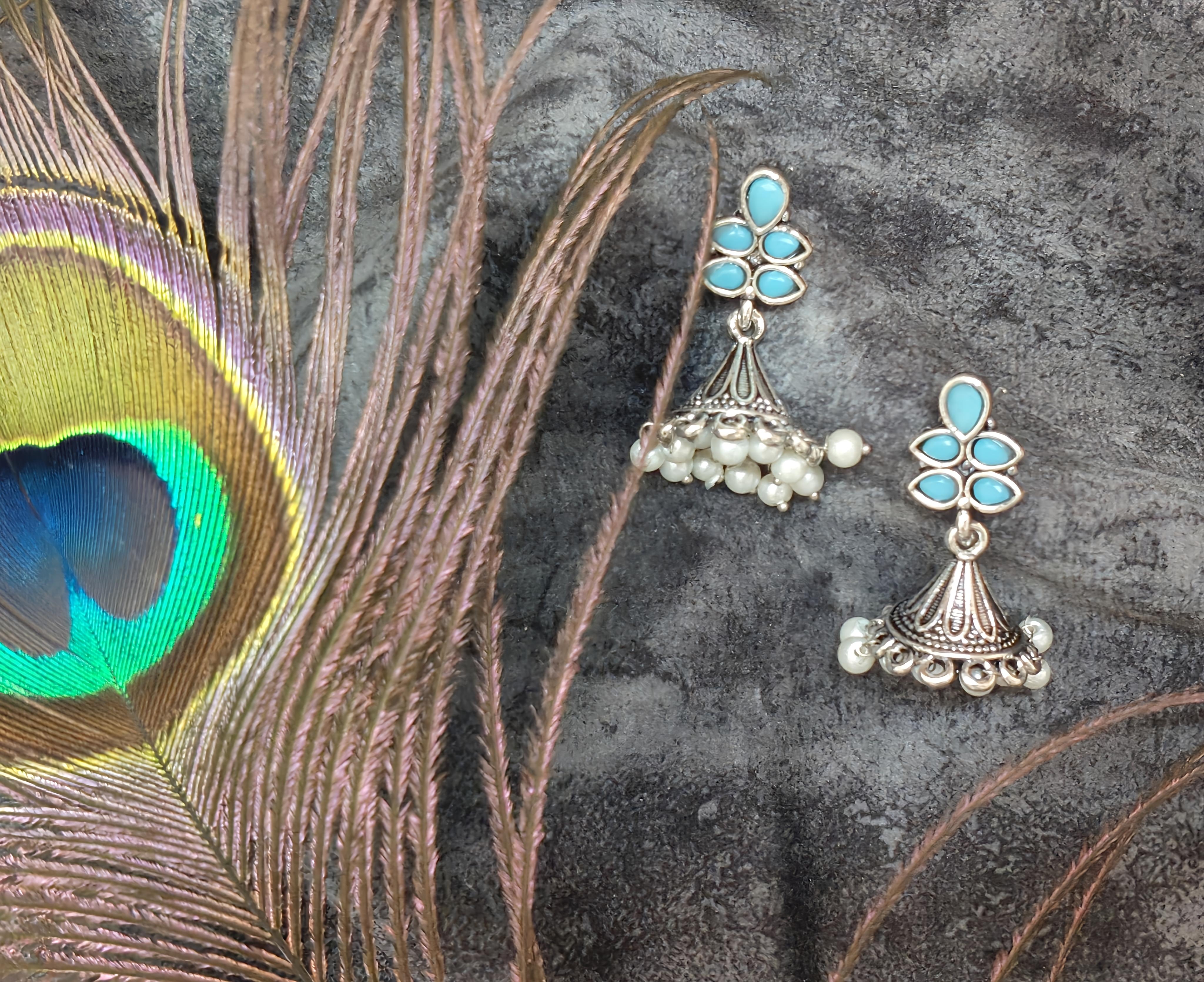 Elegant Silver Floral Jhumka