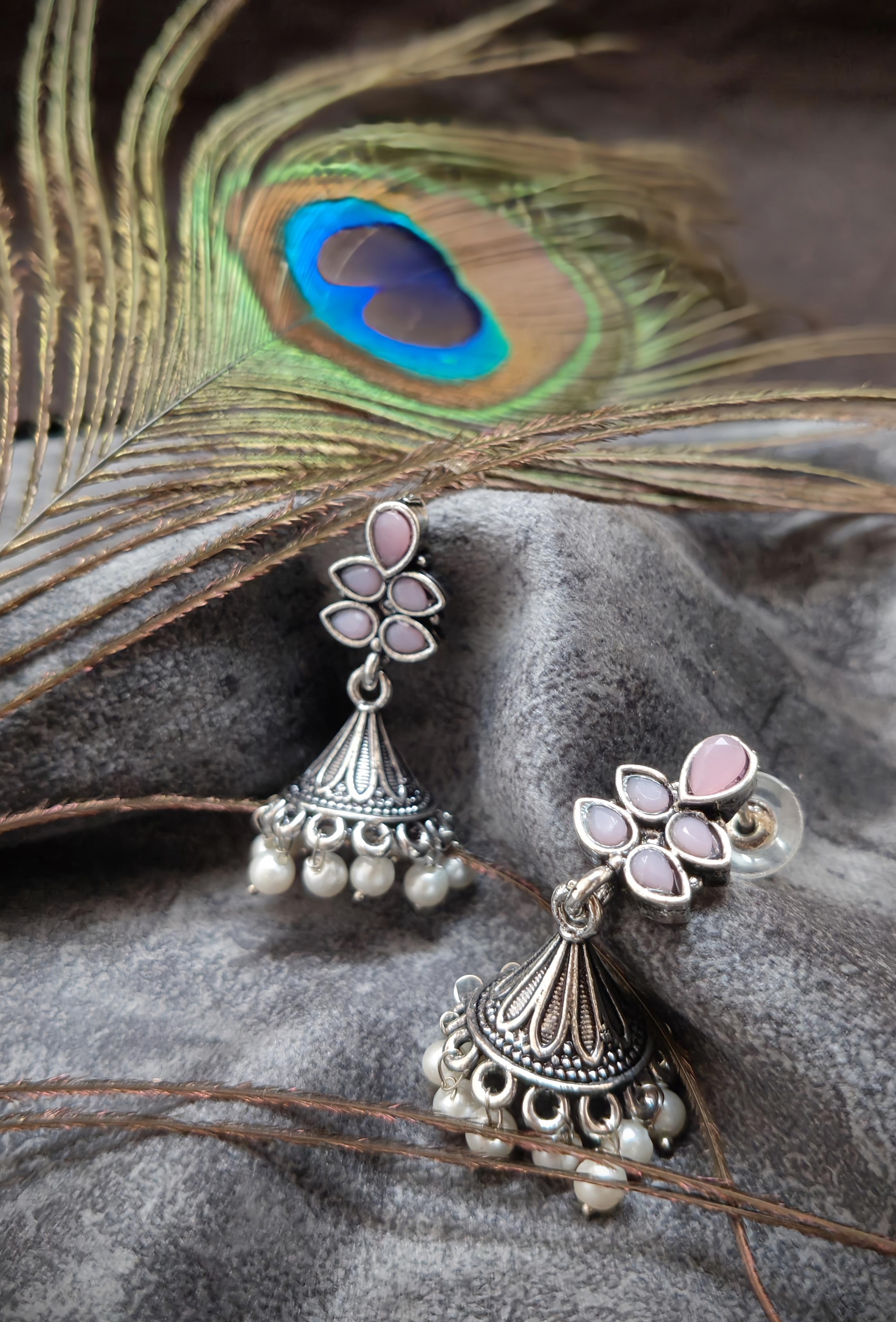 Elegant Silver Jhumka Earrings