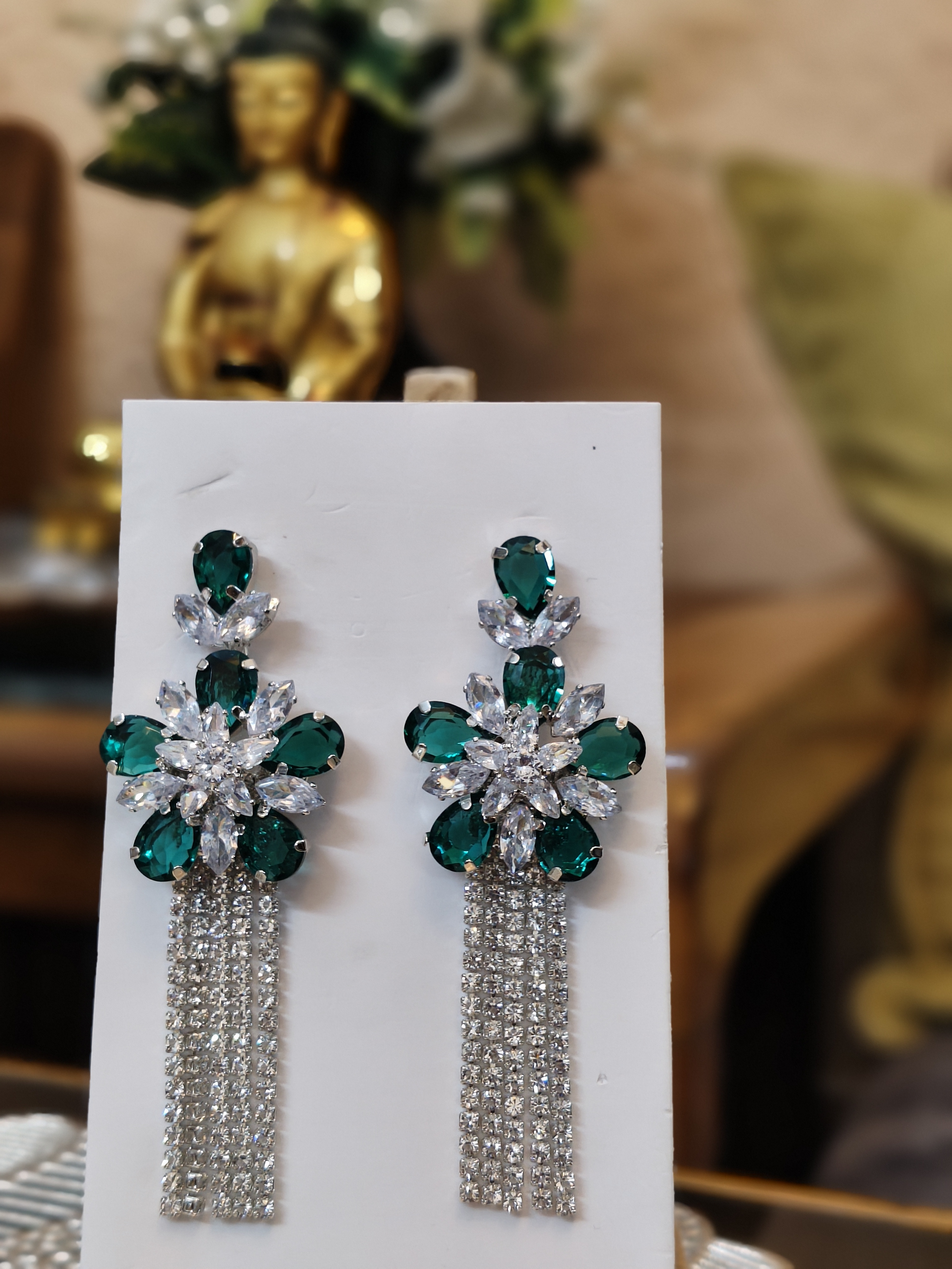 Emerald and Diamond Drop Earrings