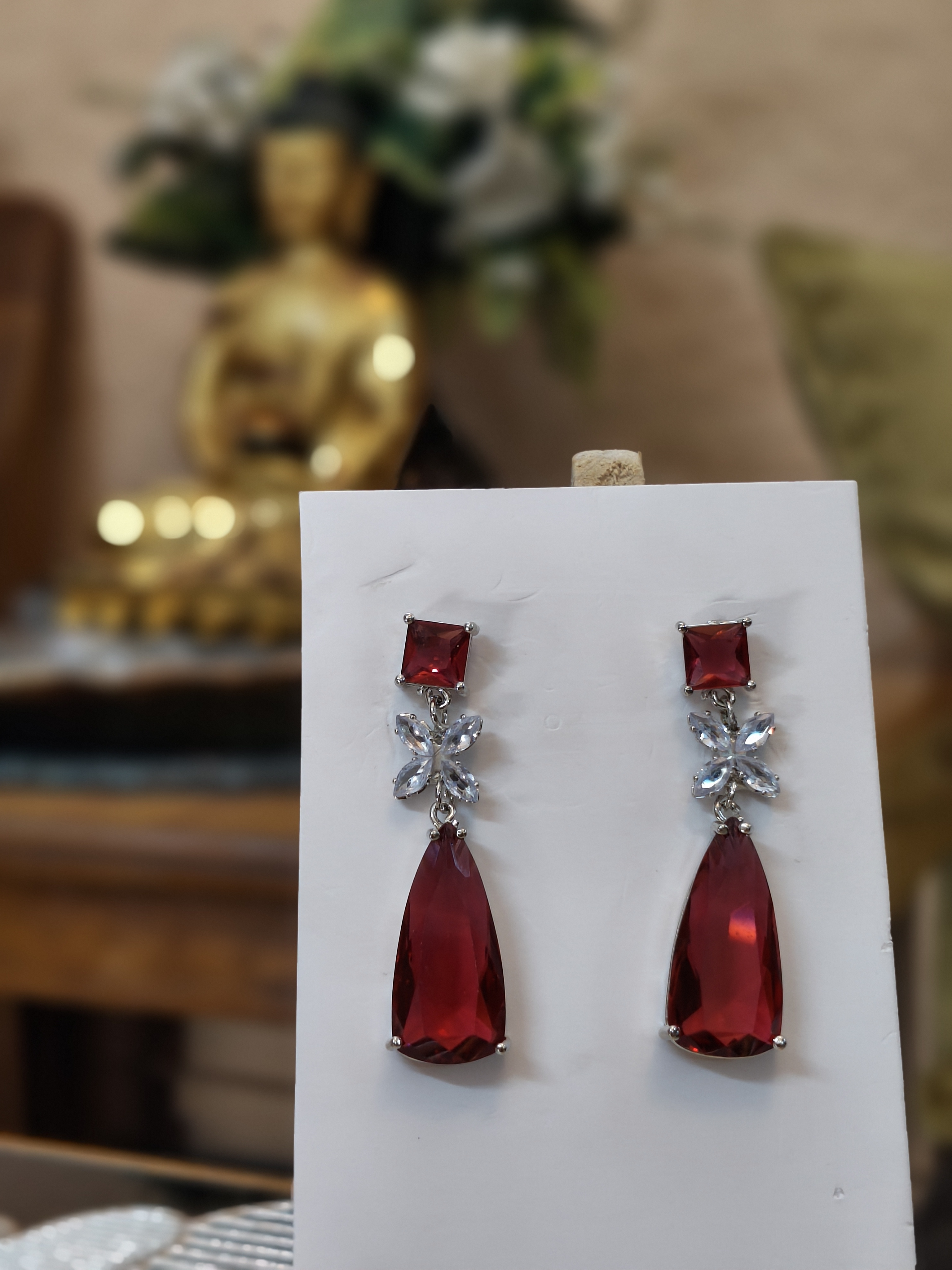 Elegant Red Crystal Drop Earrings