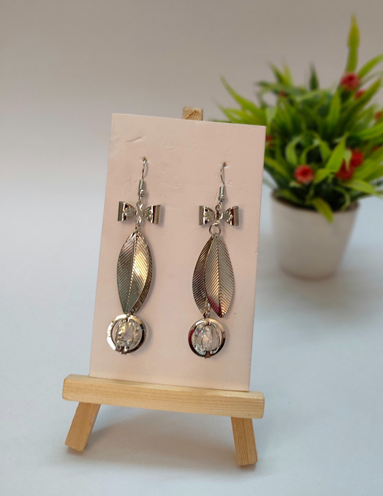 Silver Leaf Drop Earrings