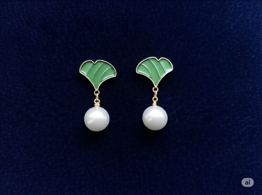 Green Leaf Drop Earrings