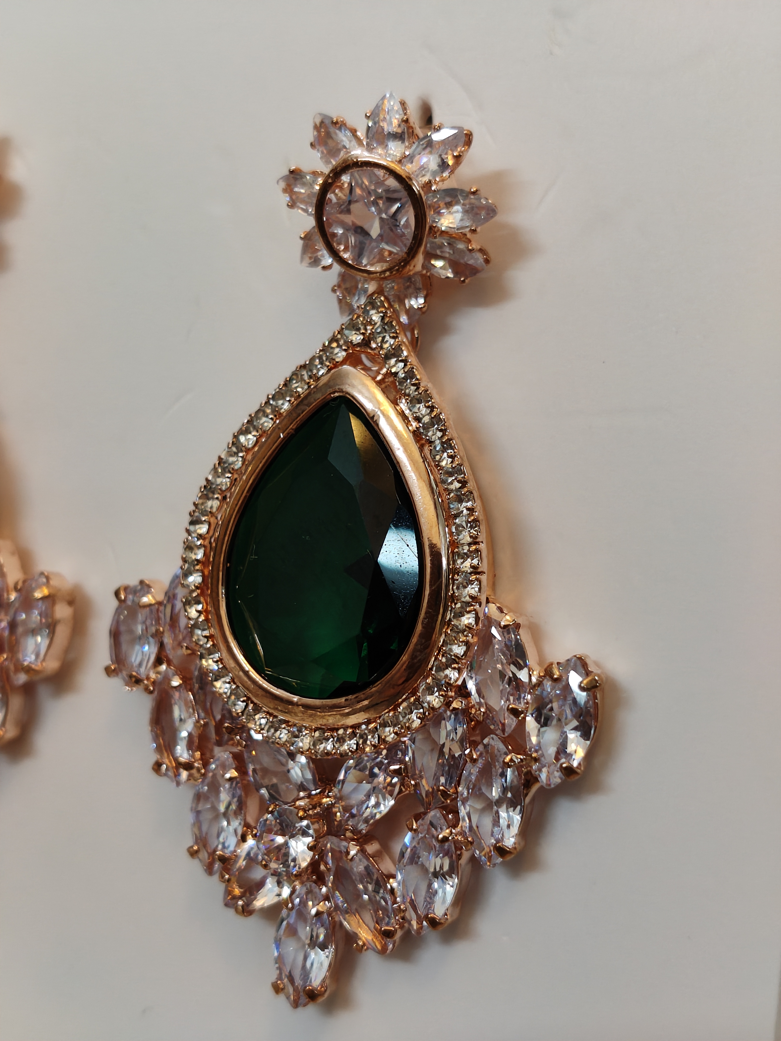 Emerald Teardrop Statement Earrings