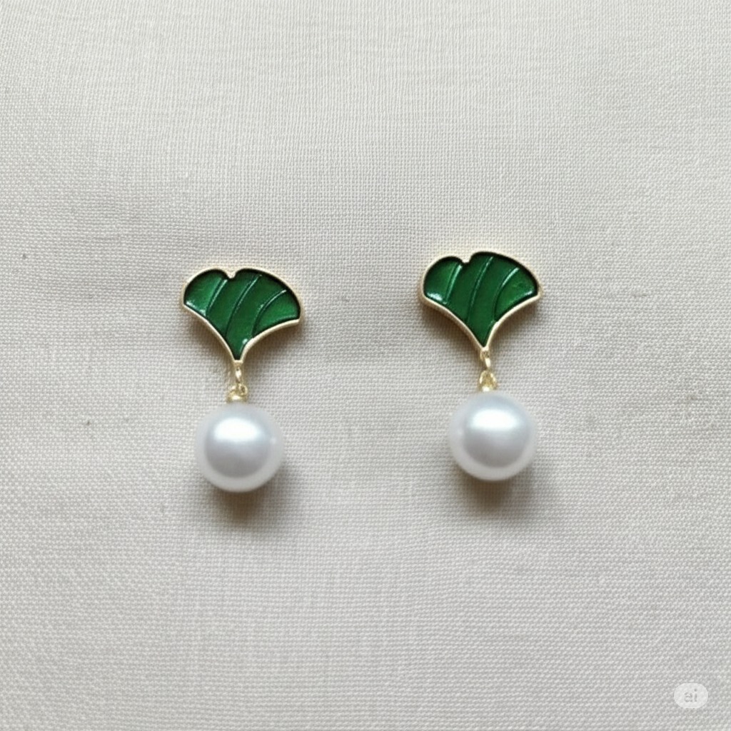 Green Leaf Drop Earrings