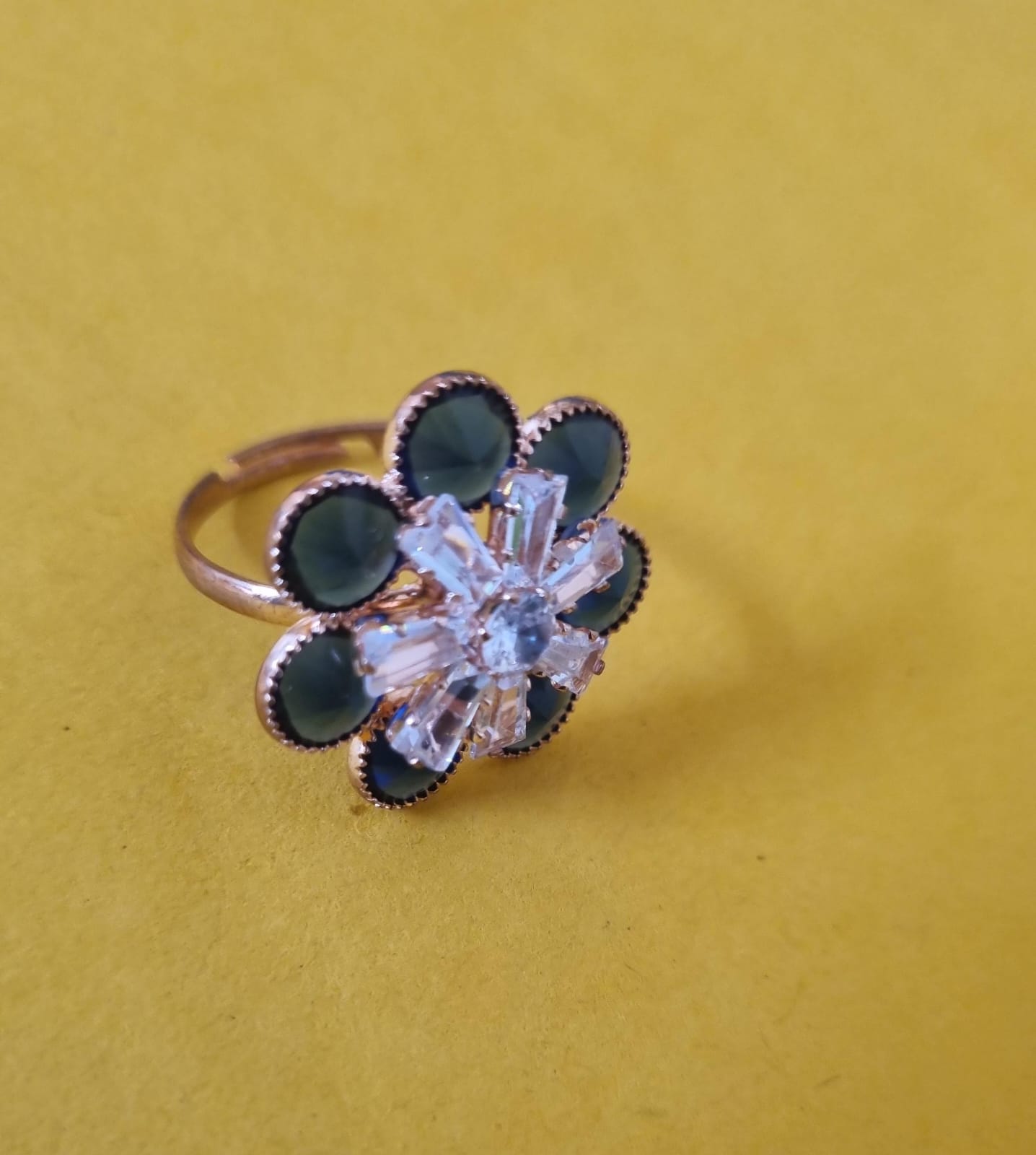 Floral Crystal Statement Ring