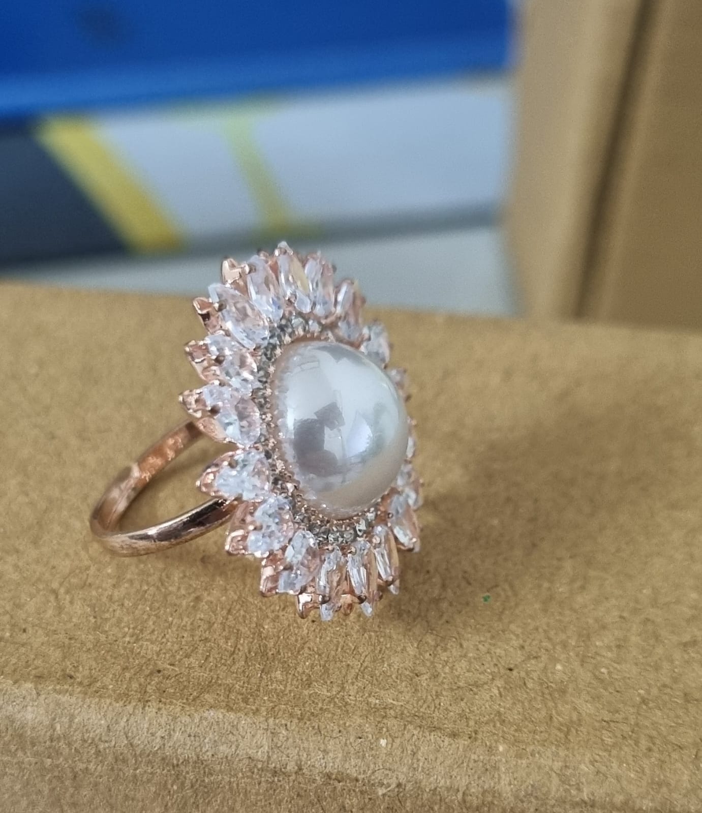 Elegant Pearl and Crystal Ring