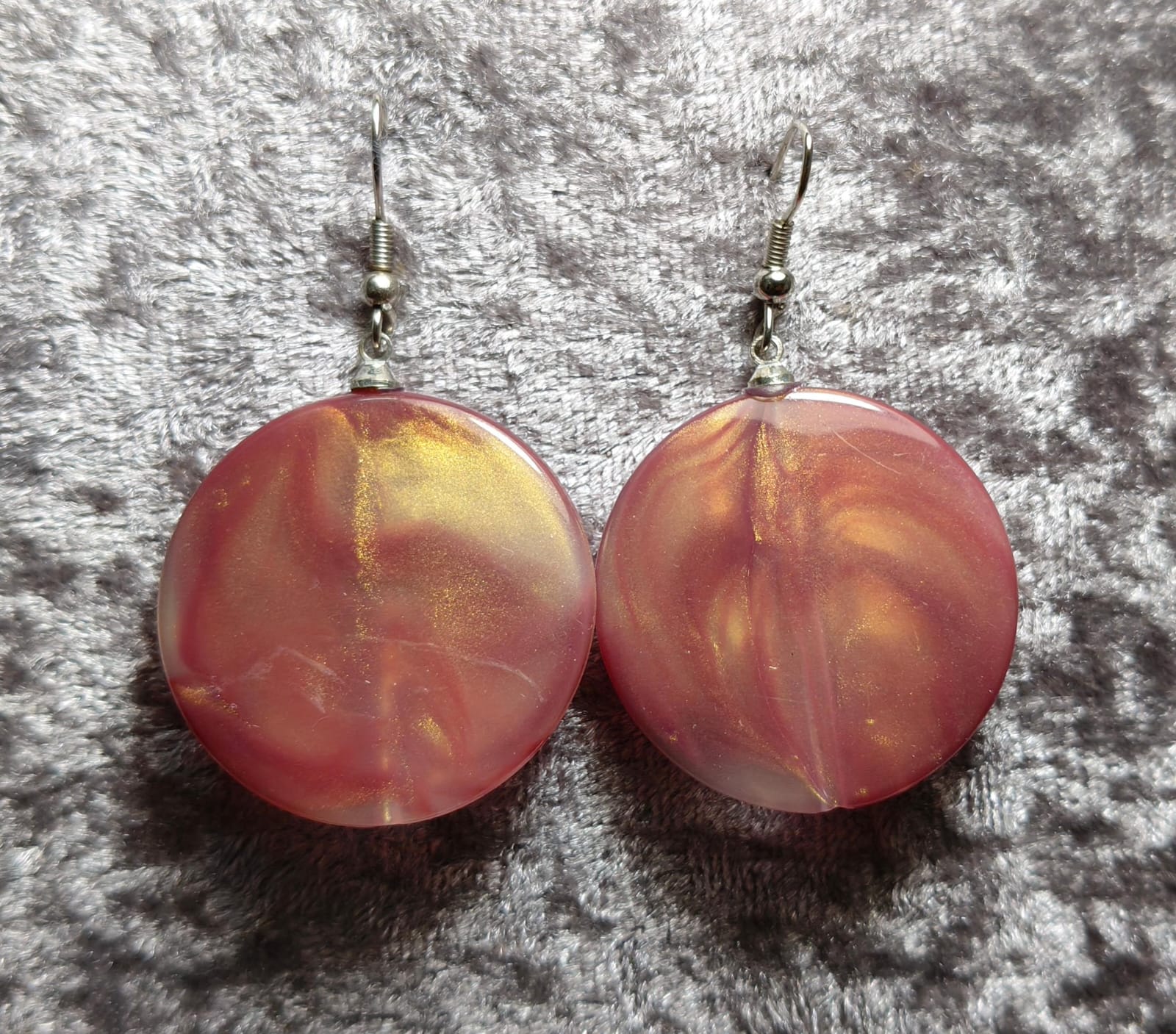 Pink and Gold Swirl Resin Earrings