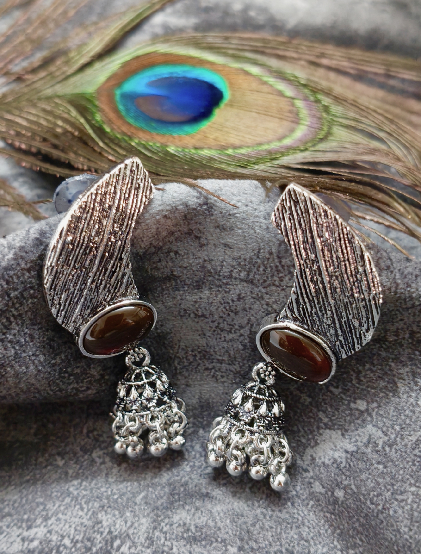 Antique Silver Jhumka Earrings