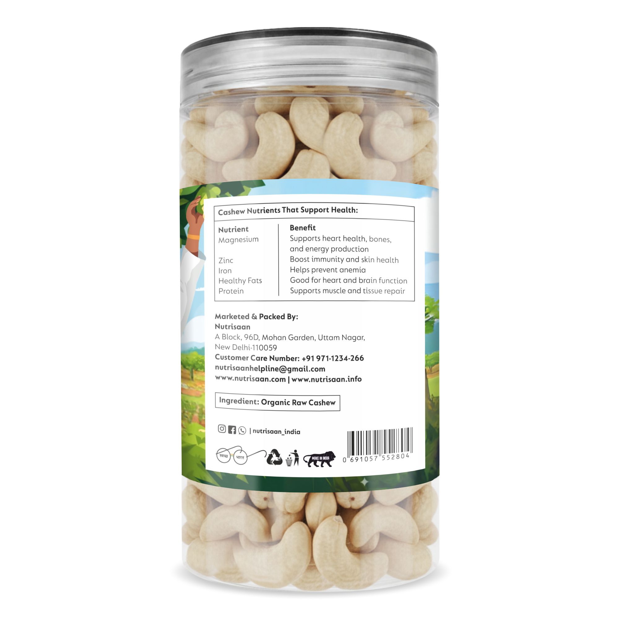 500g Premium Dry Fruits" W210 Cashew – Super Jumbo in Transparent Jar