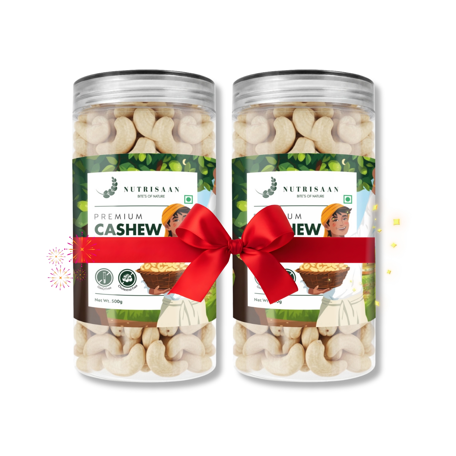 Diwali Special: 1kg W210 Premium Cashew (2 x 500g Transparent Jar Combo)”