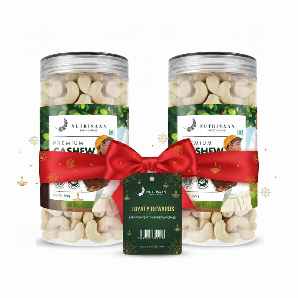 Diwali Special: 1kg W210 Premium Cashew (2 x 500g Transparent Jar Combo)”