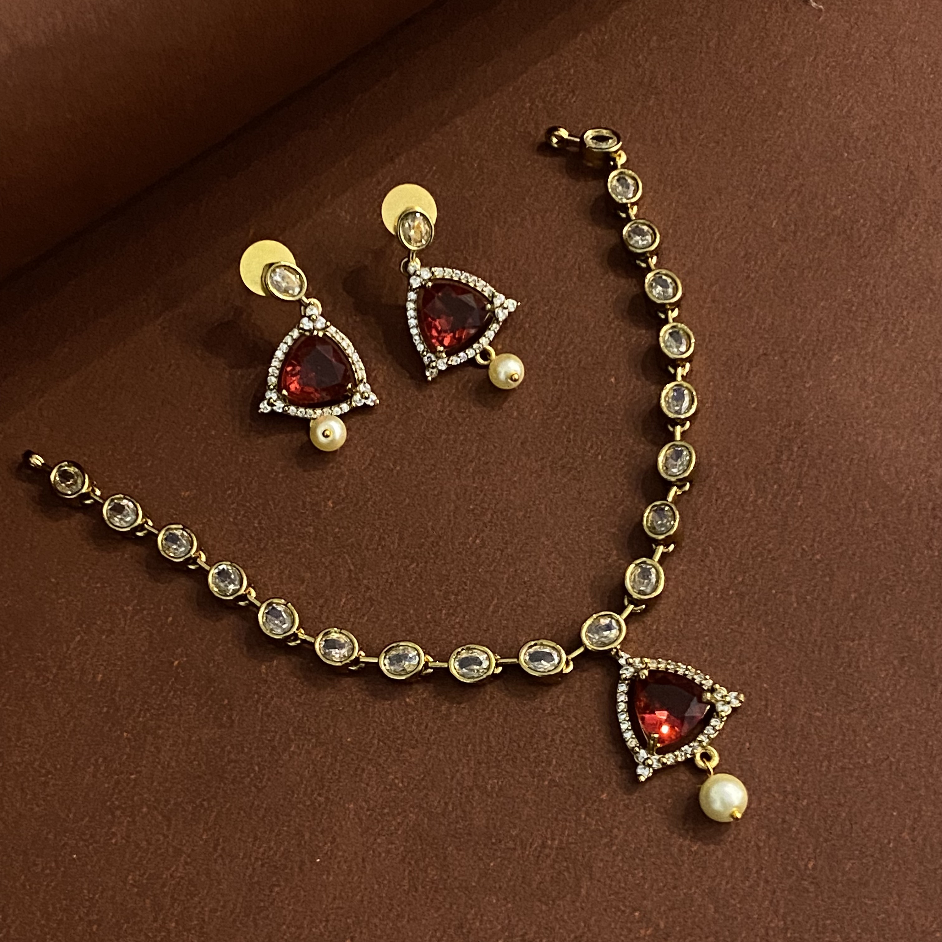 Elegant RED Necklace and Earring Set DLA003