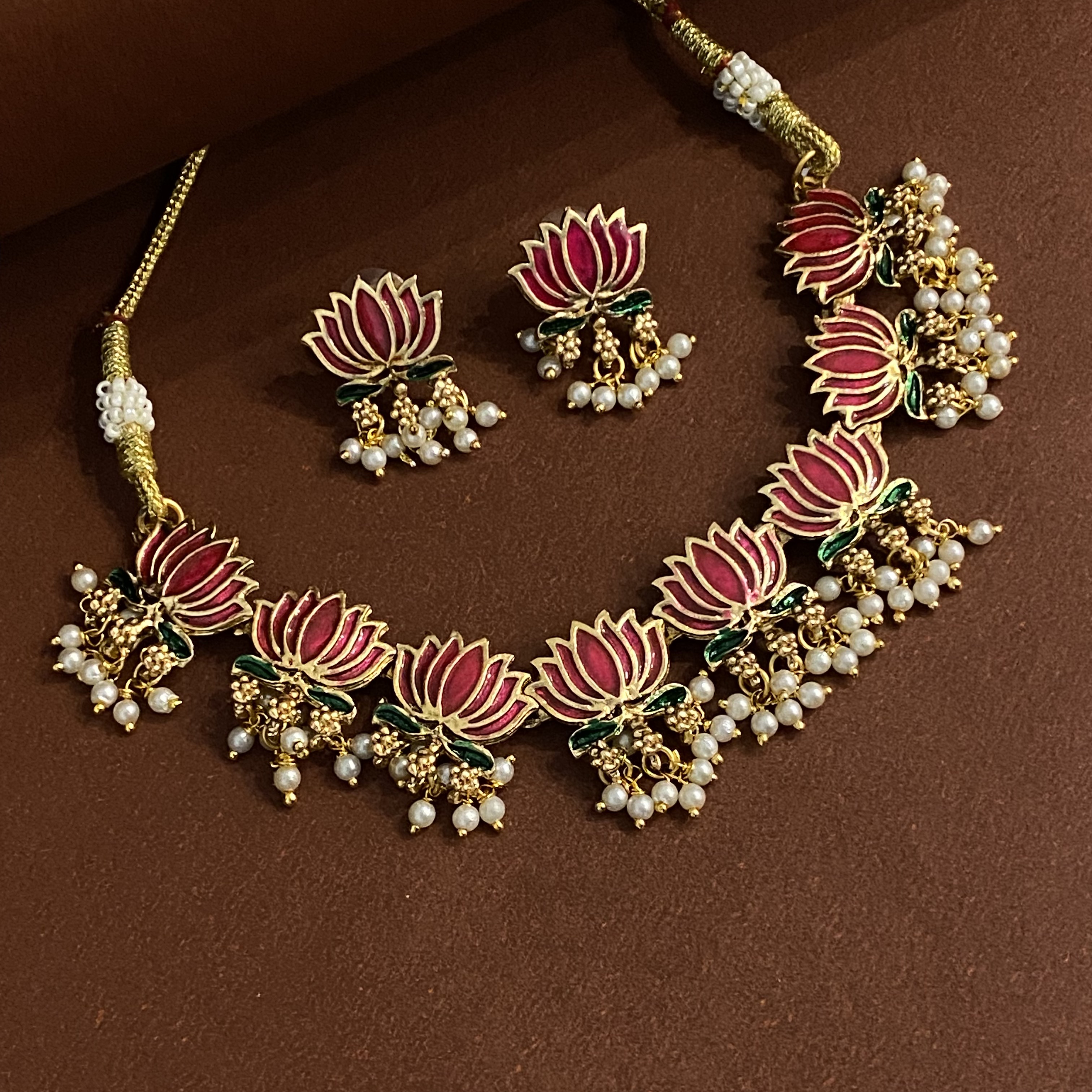Lotus Pearl Necklace Set LTS001