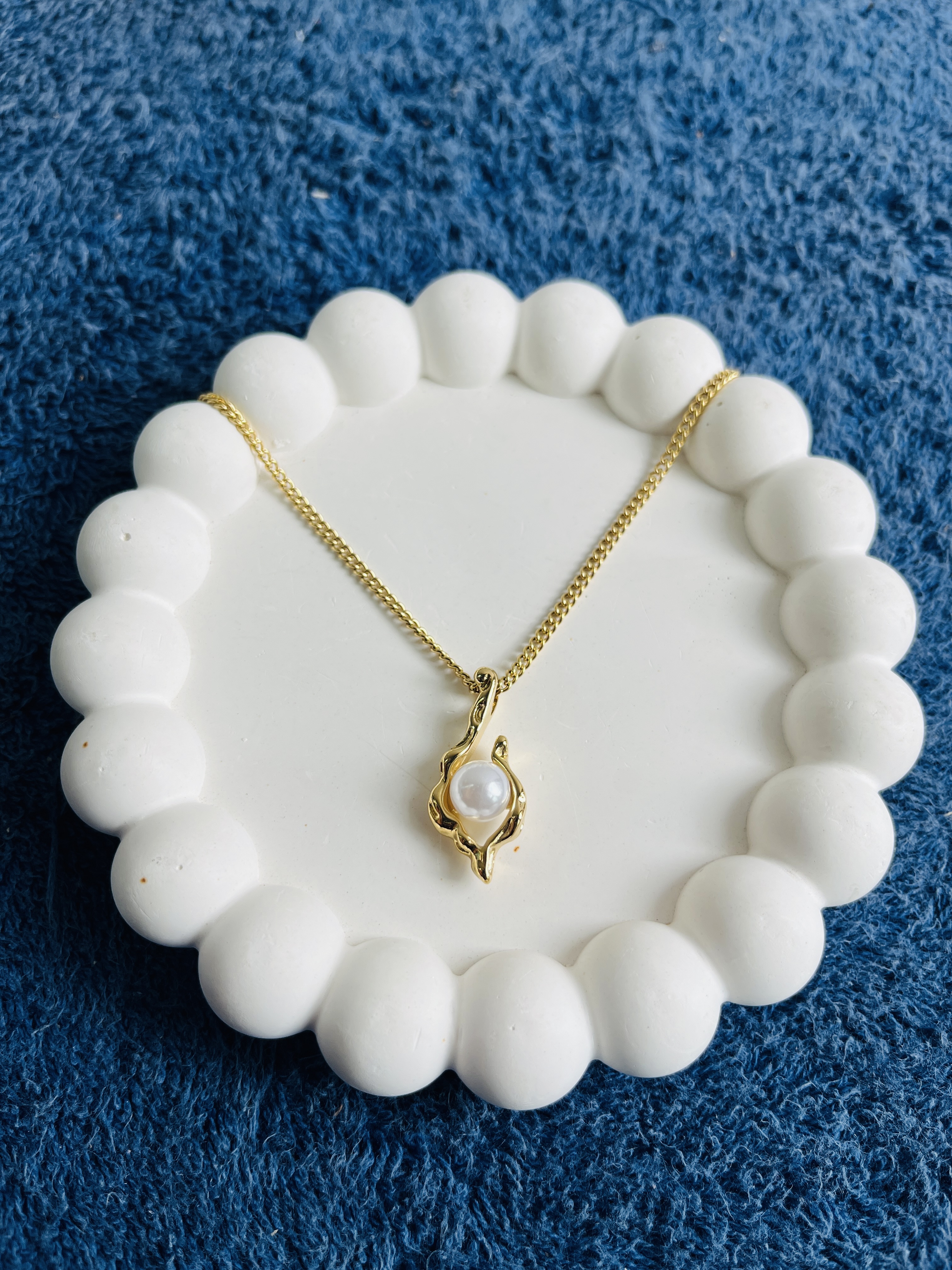 Antitarnish gold Pearl Pendant Necklace
