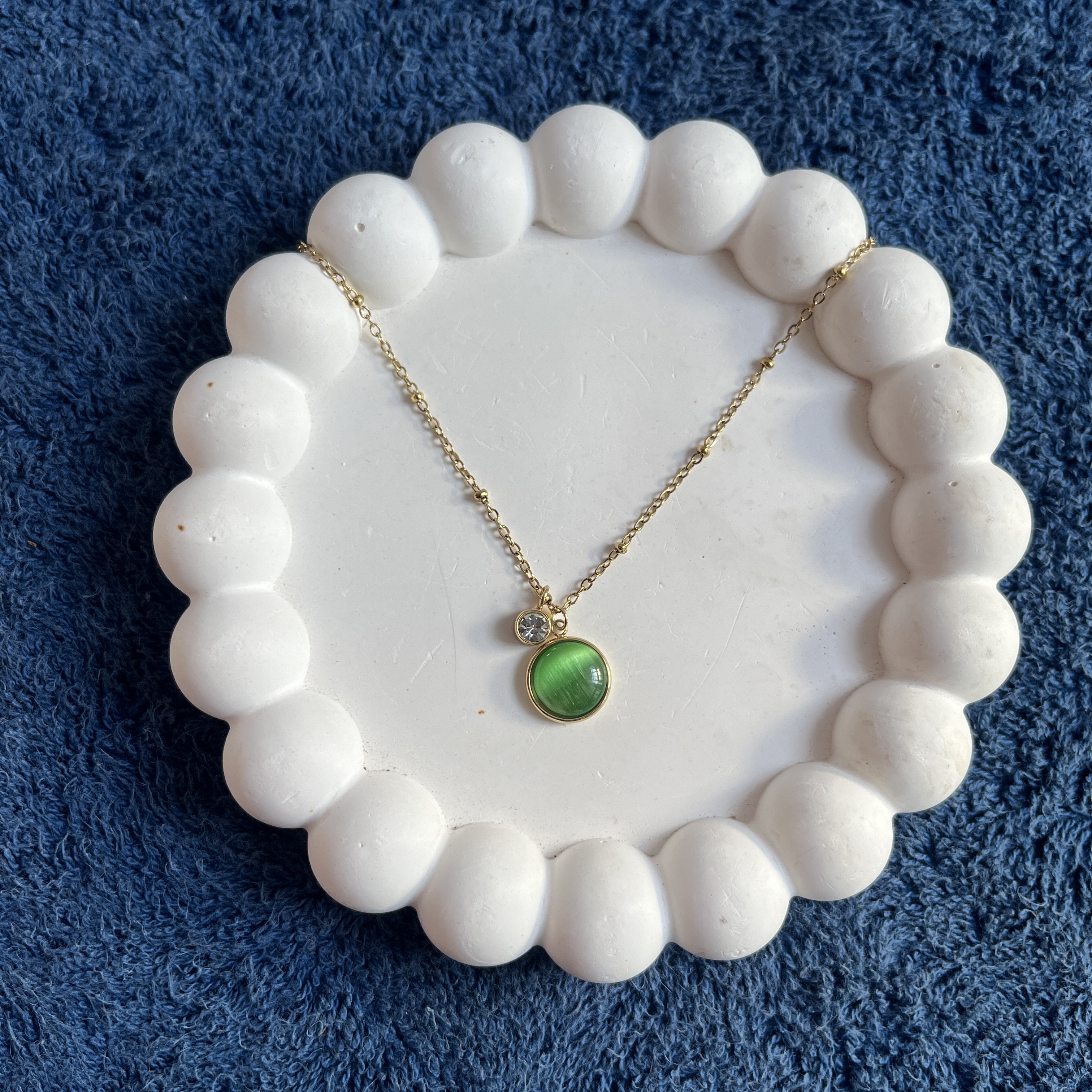 Green Gemstone antitarnish Necklace