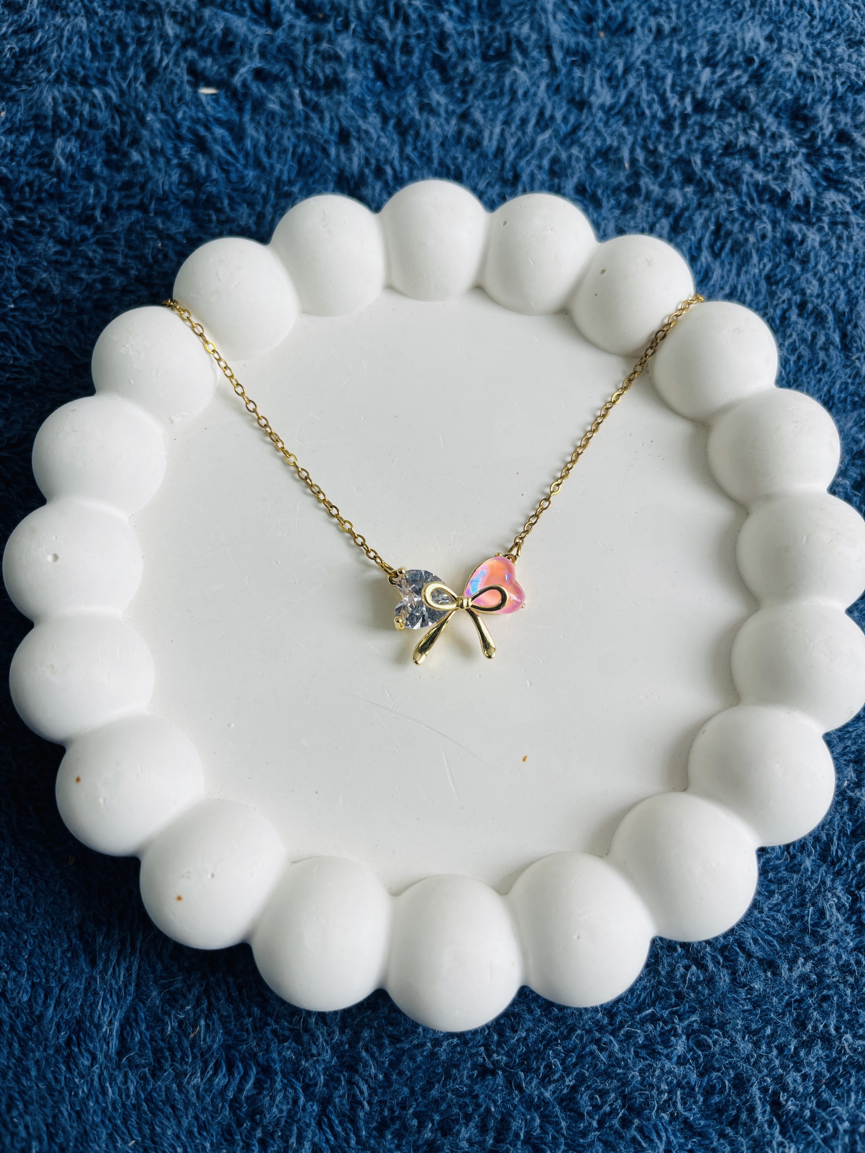 Pink Bow Pendant Necklace