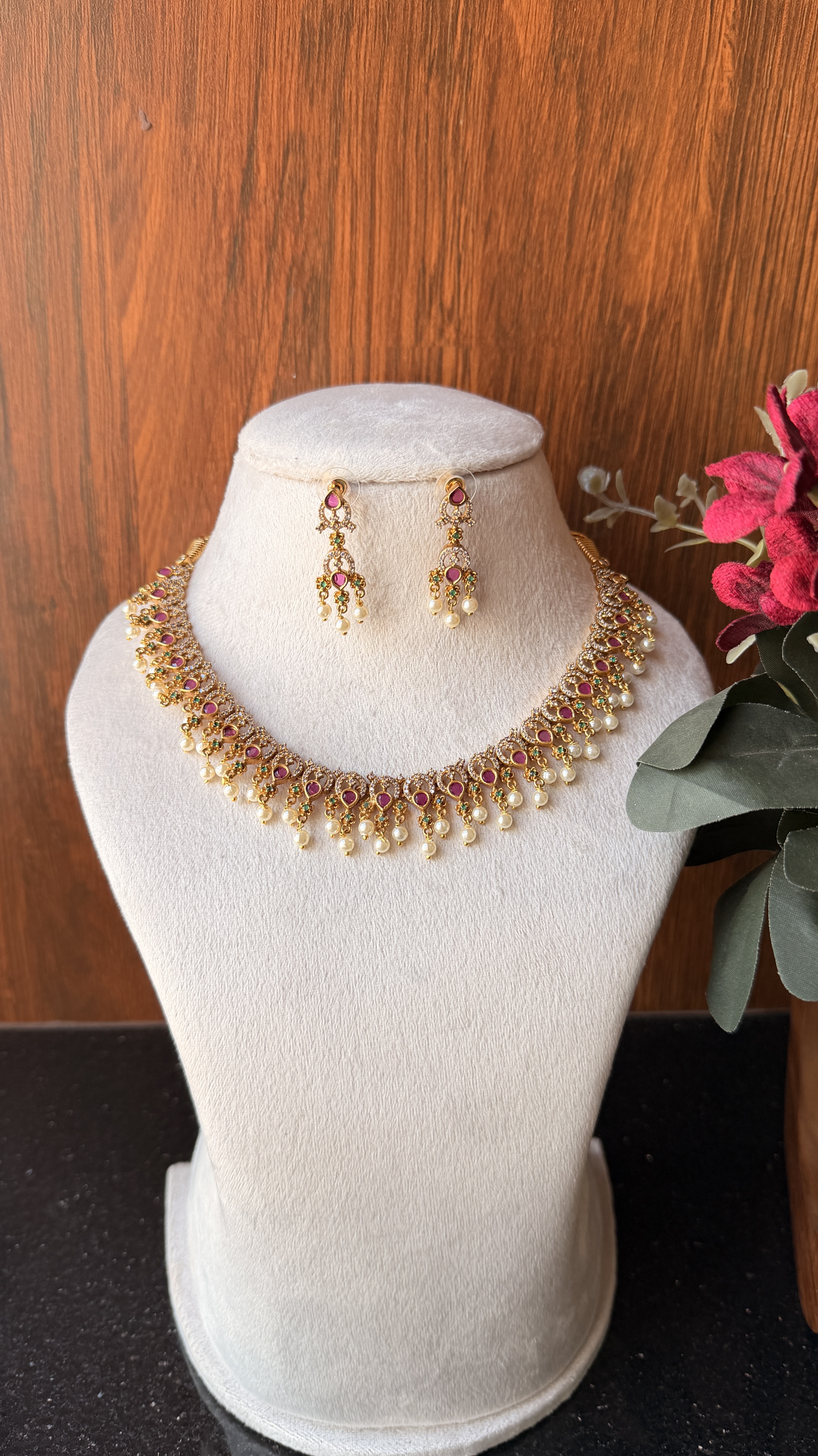 Rubies and pearls necklace DLA449