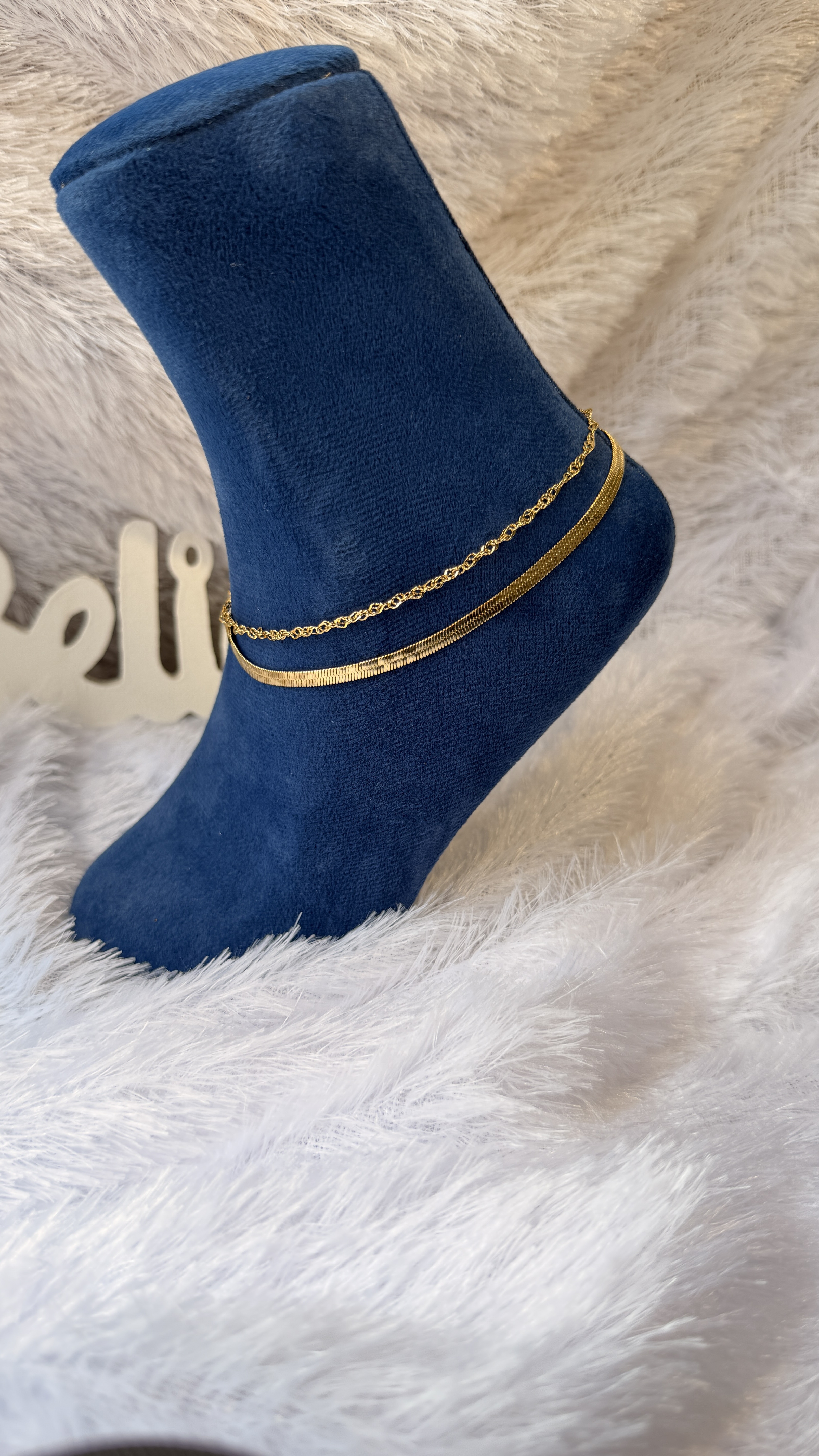 Textured Snake double layer anklets ATA112