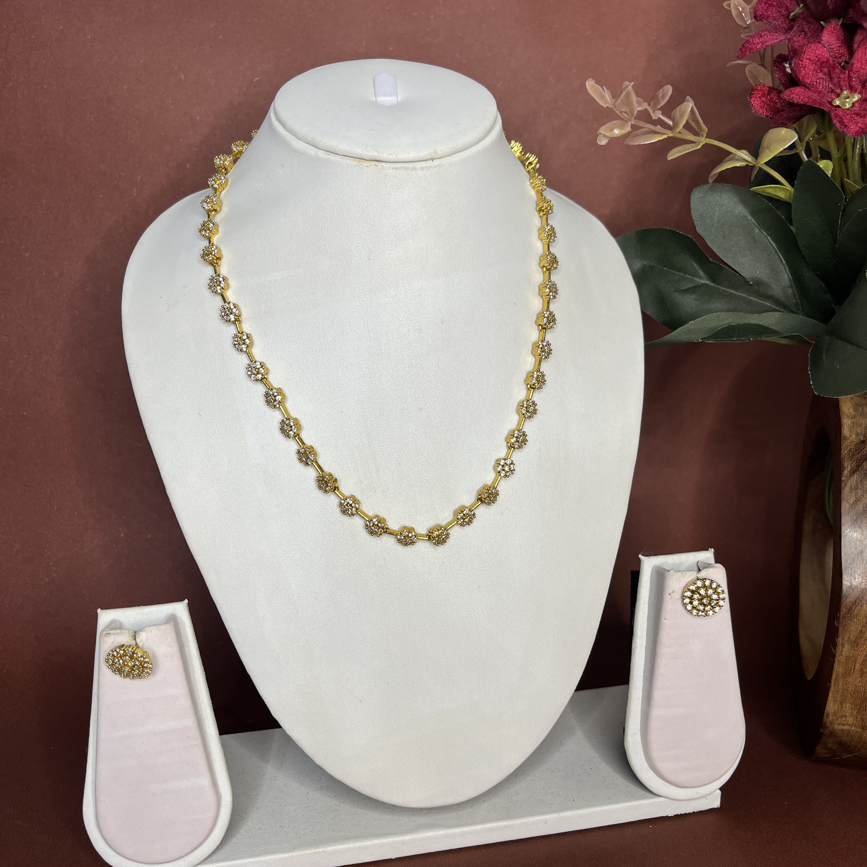 Floral diamond middle chain Set HS005