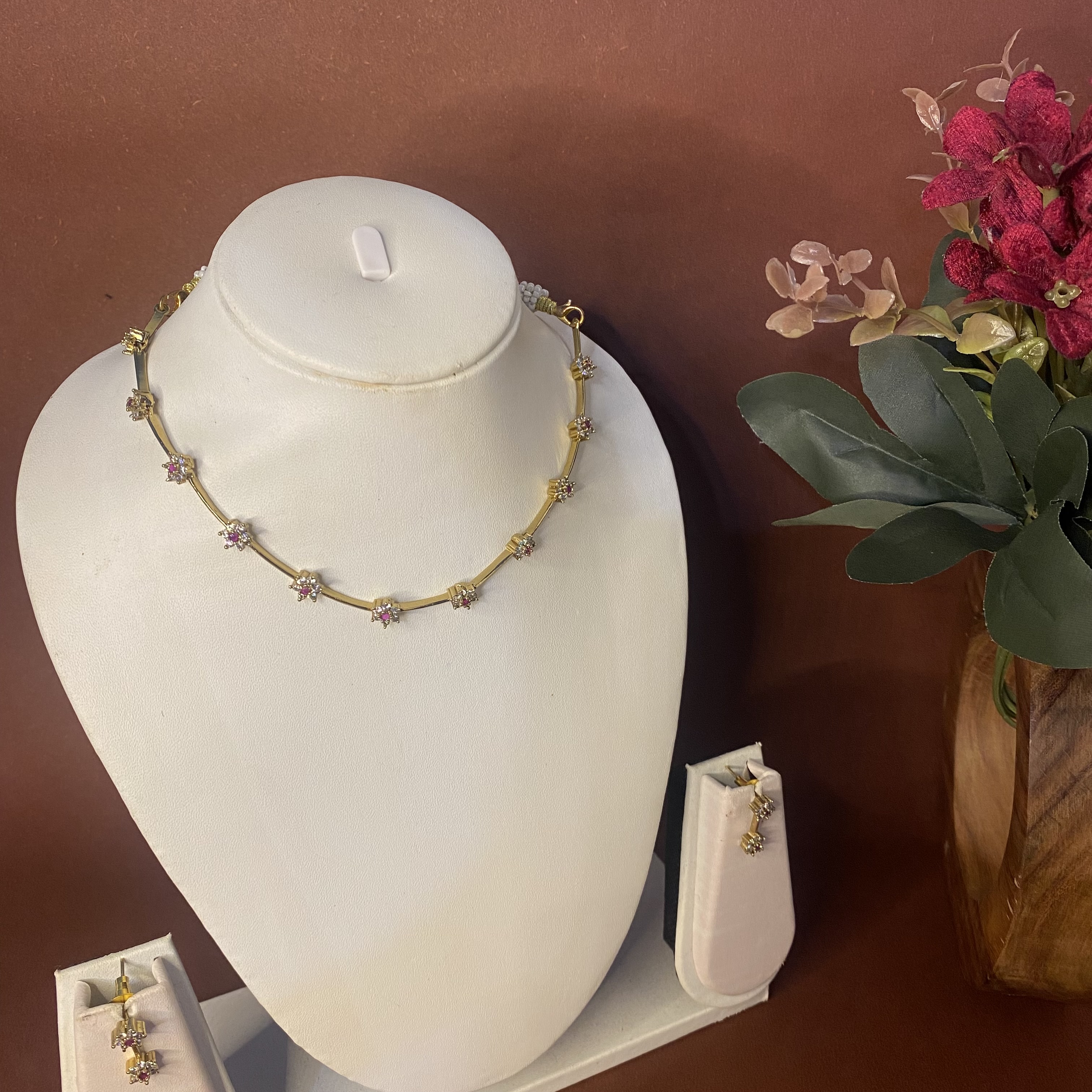 Floral Gold Necklace Set DLA021