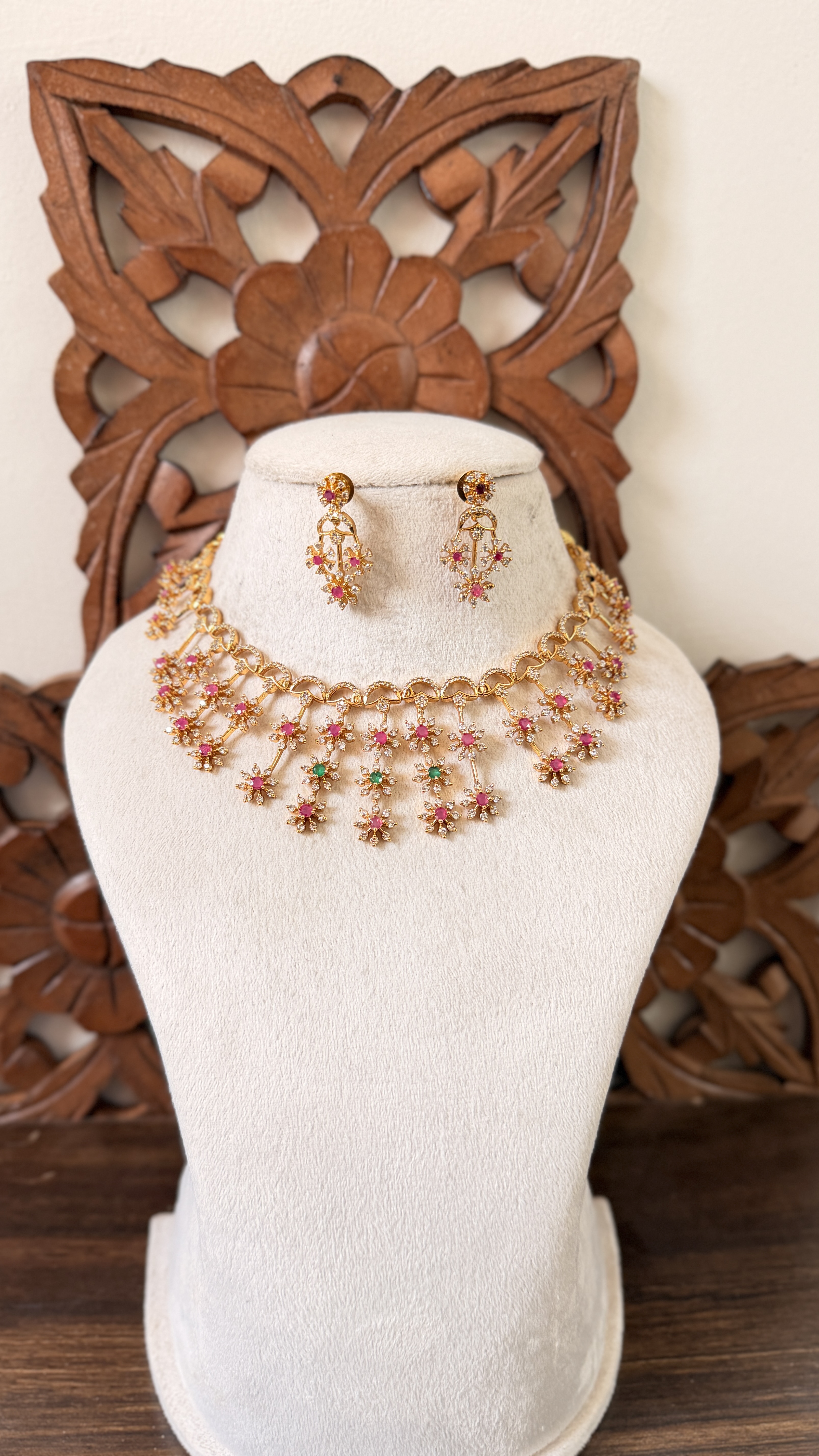 Multi color bridal diamond necklace DLA99