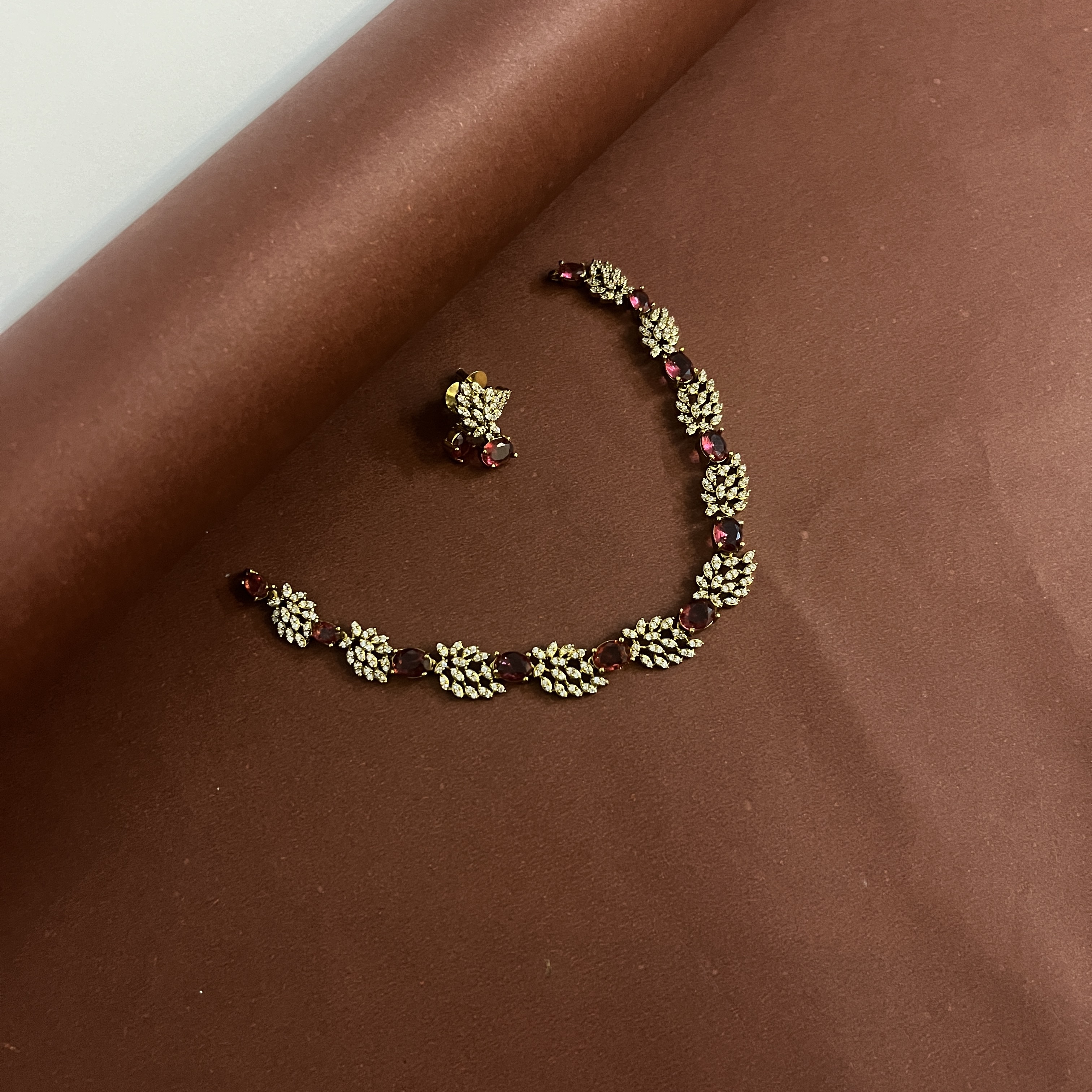 Gold-Plated Ruby necklace SetDLA017