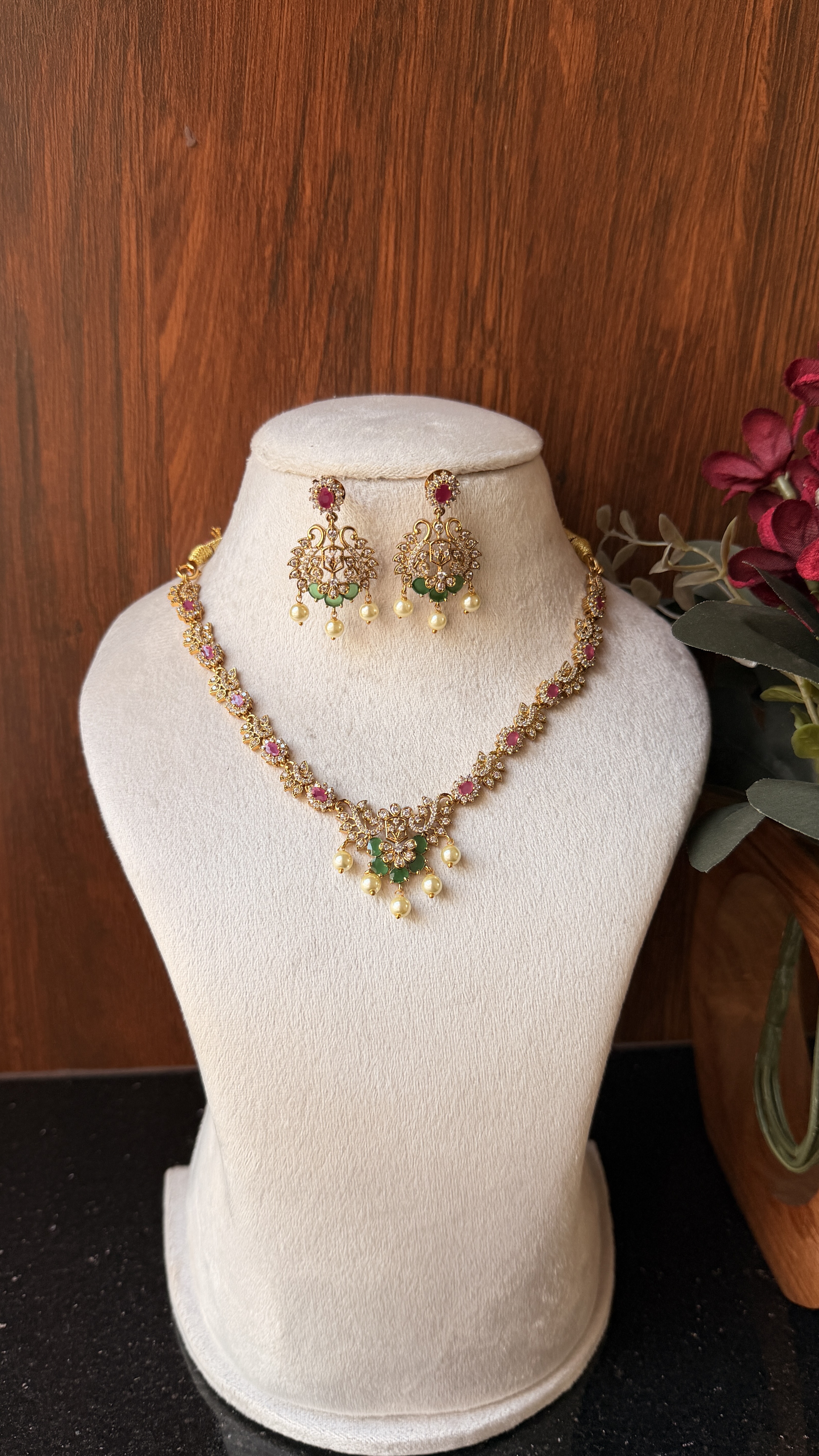 Premium multi color attigai necklace DLA991