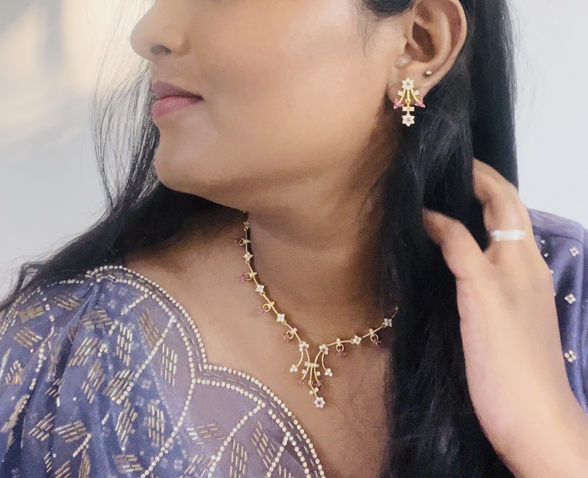 Ruby diamond branch necklace DLA150