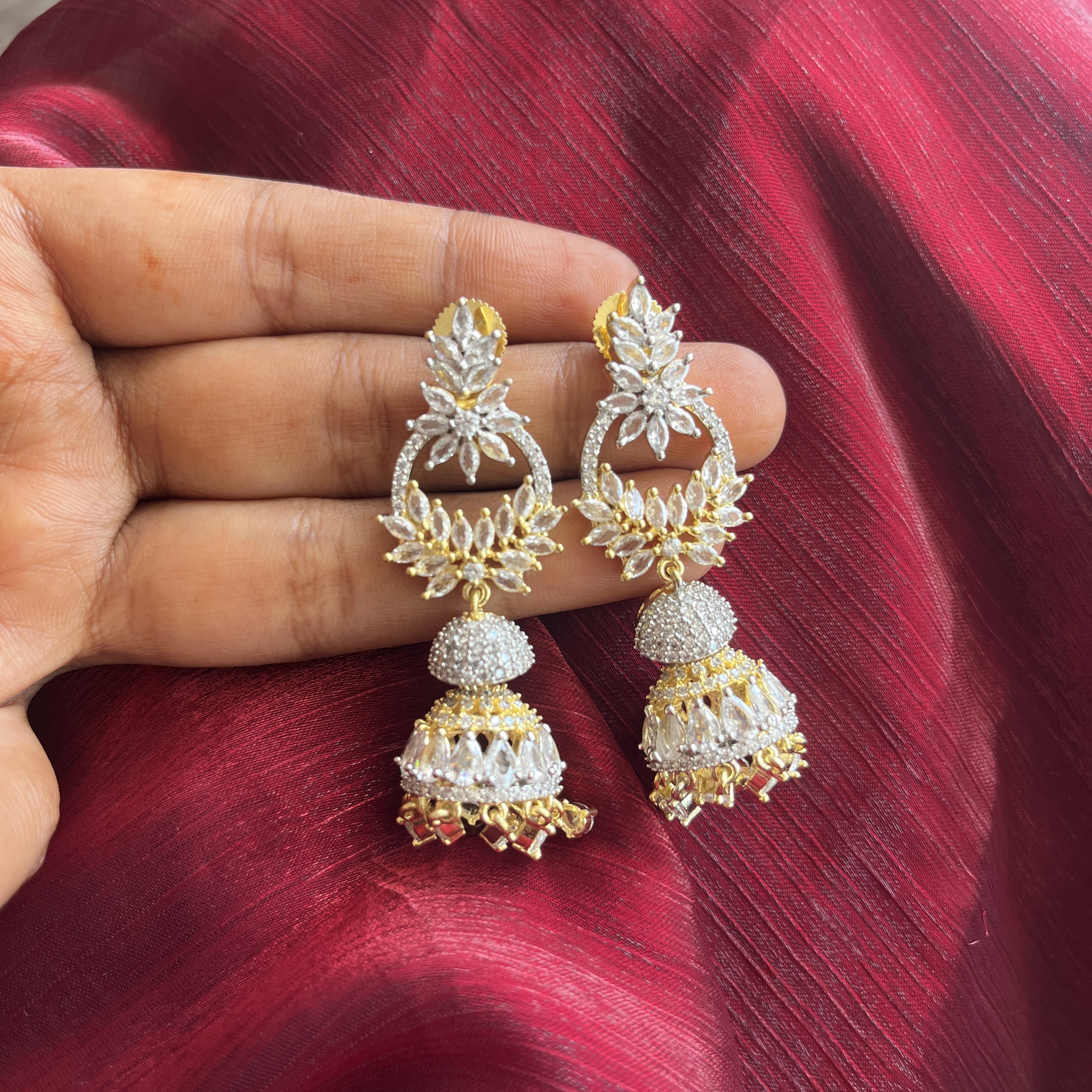 Silver polish long white earrings LES003