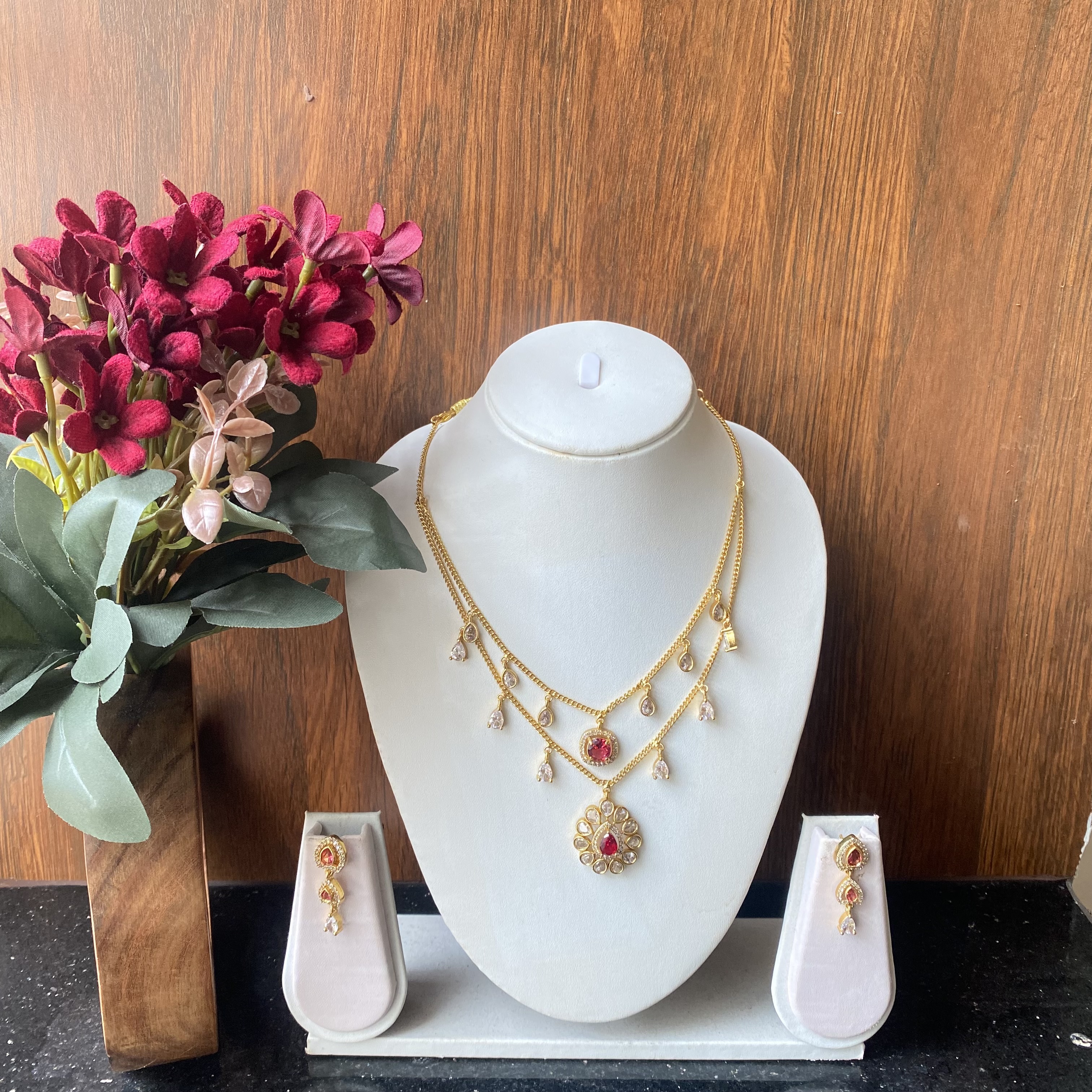 Double layer red hangings 