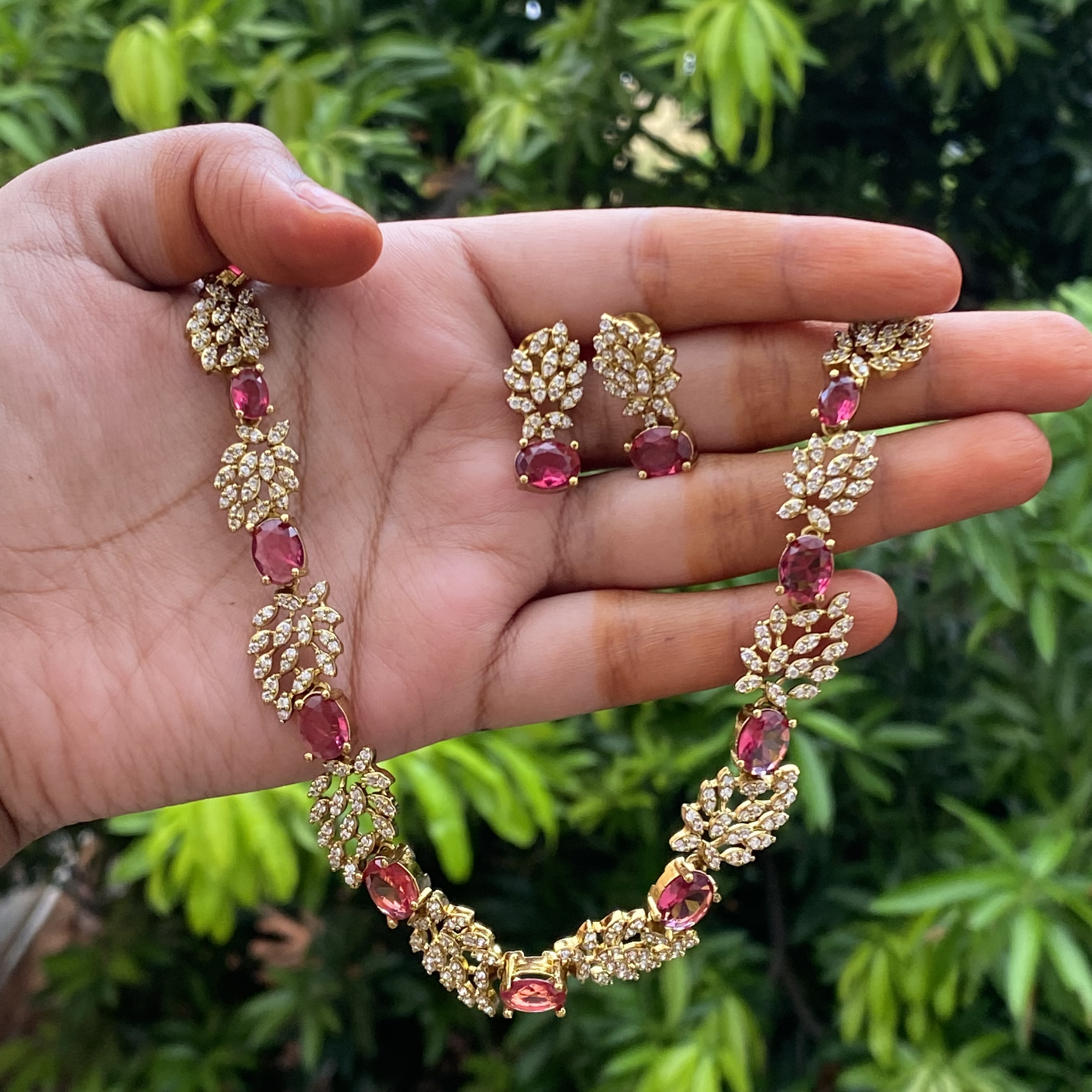 Gold-Plated Ruby necklace SetDLA017