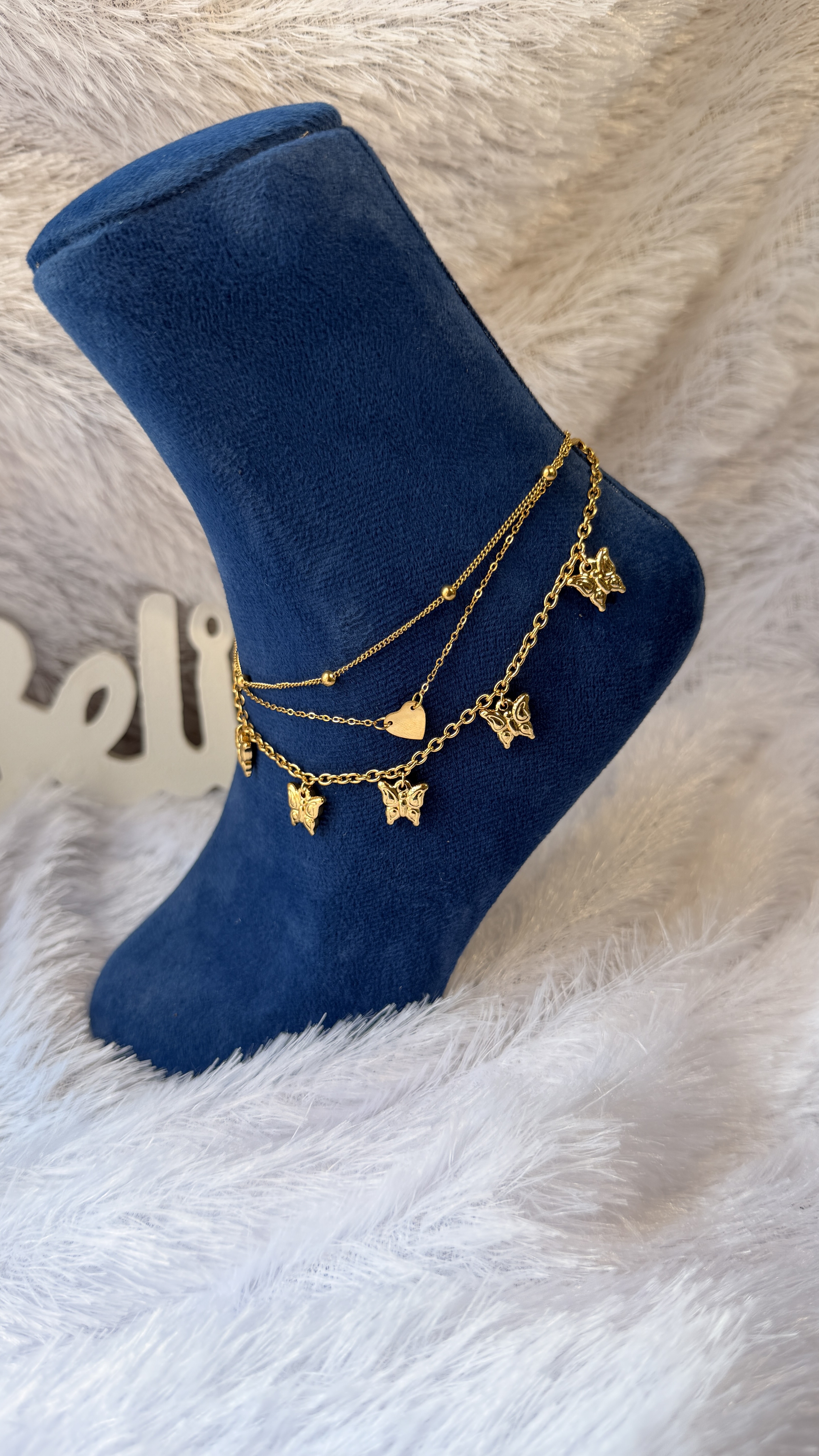 3 layer butterfly charms anklets ATA113