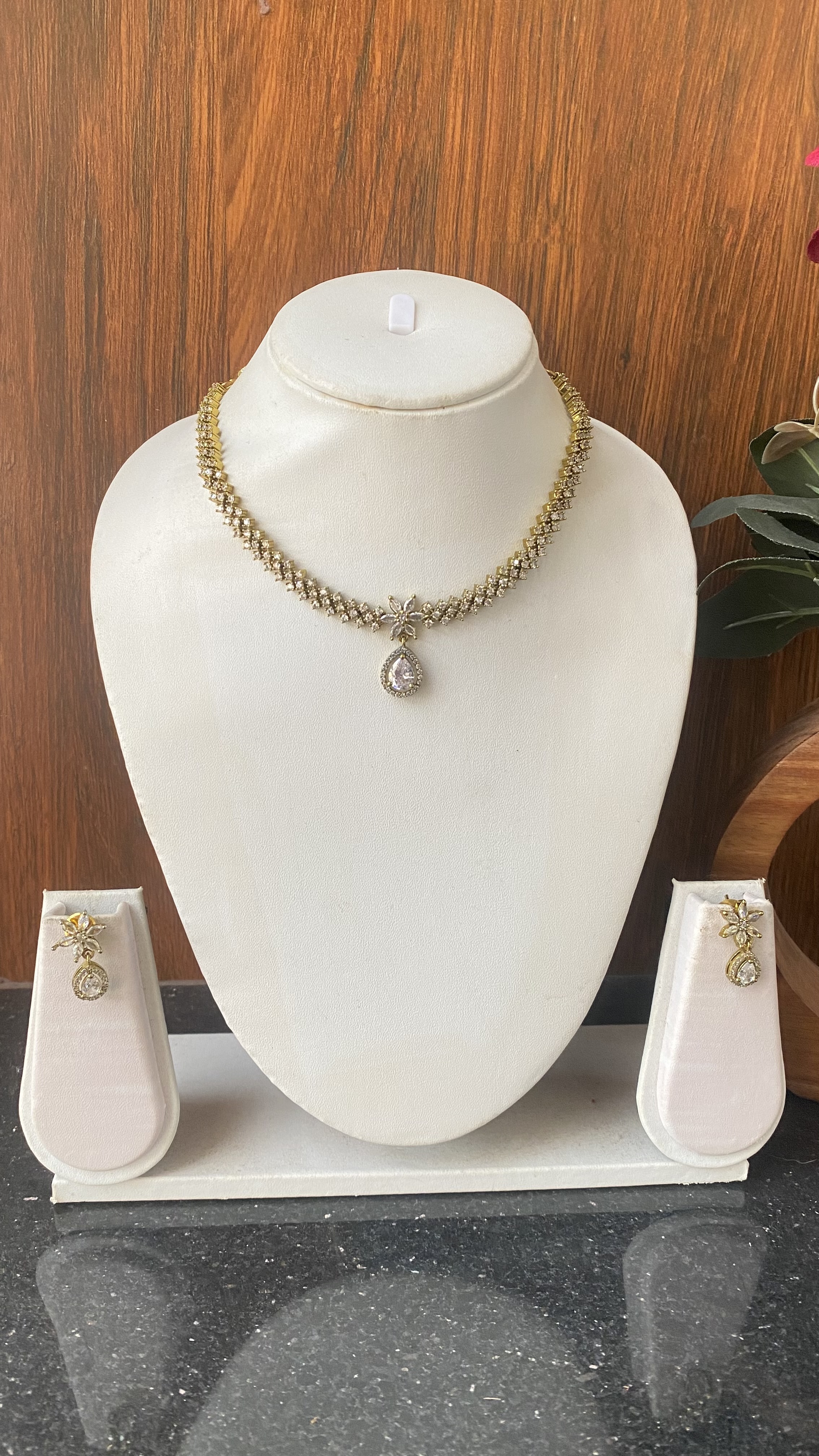 White stone demure necklace DLA764