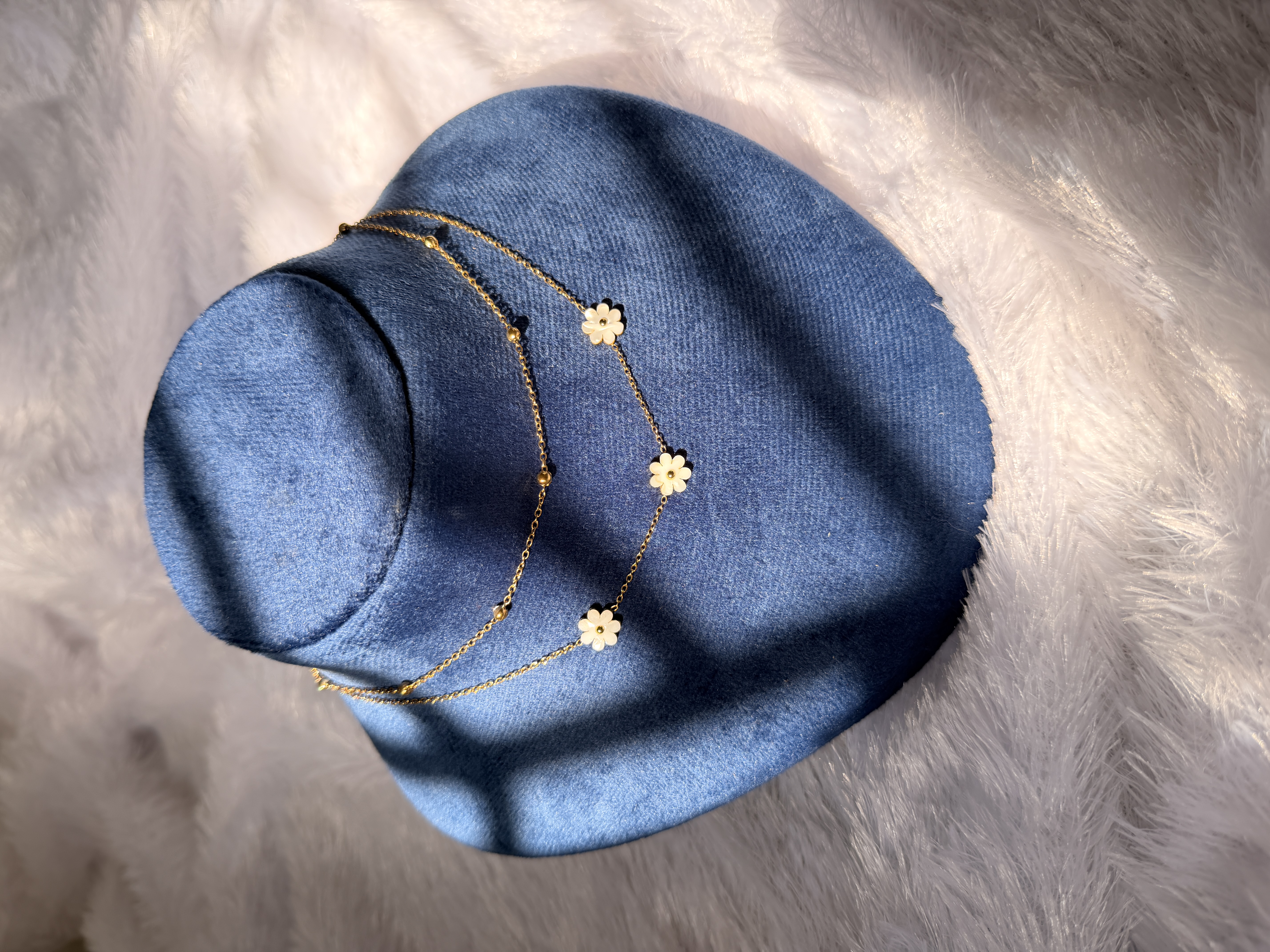 Two layer flower anti tarnish chain AT112