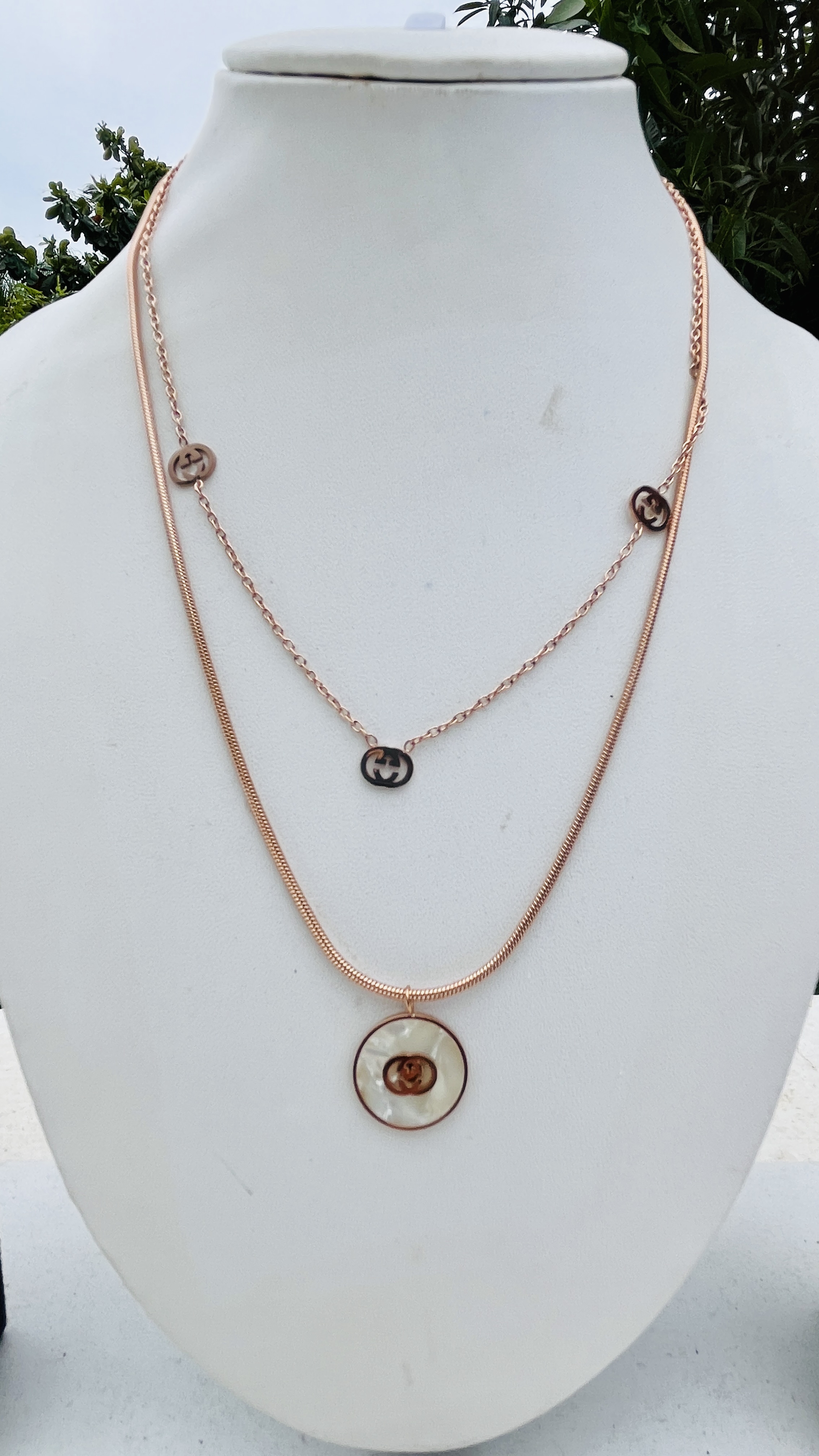Elegant Double Layer Pendant Necklace AT008