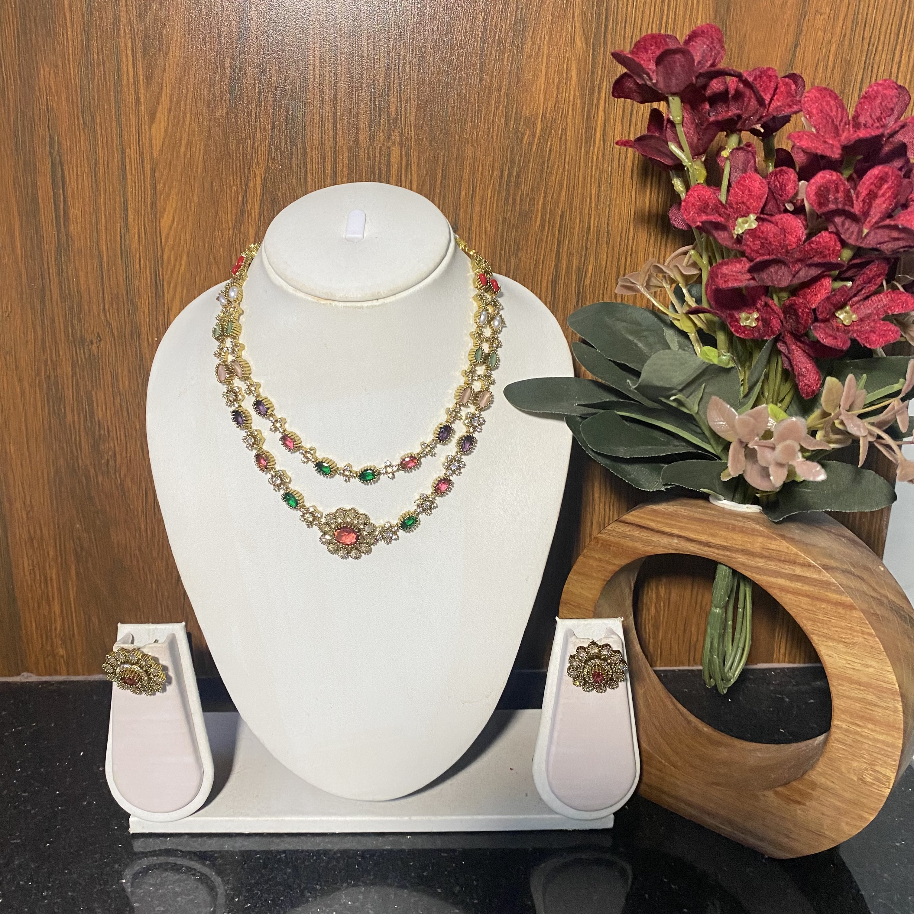 Double layer navratna necklace DLA155