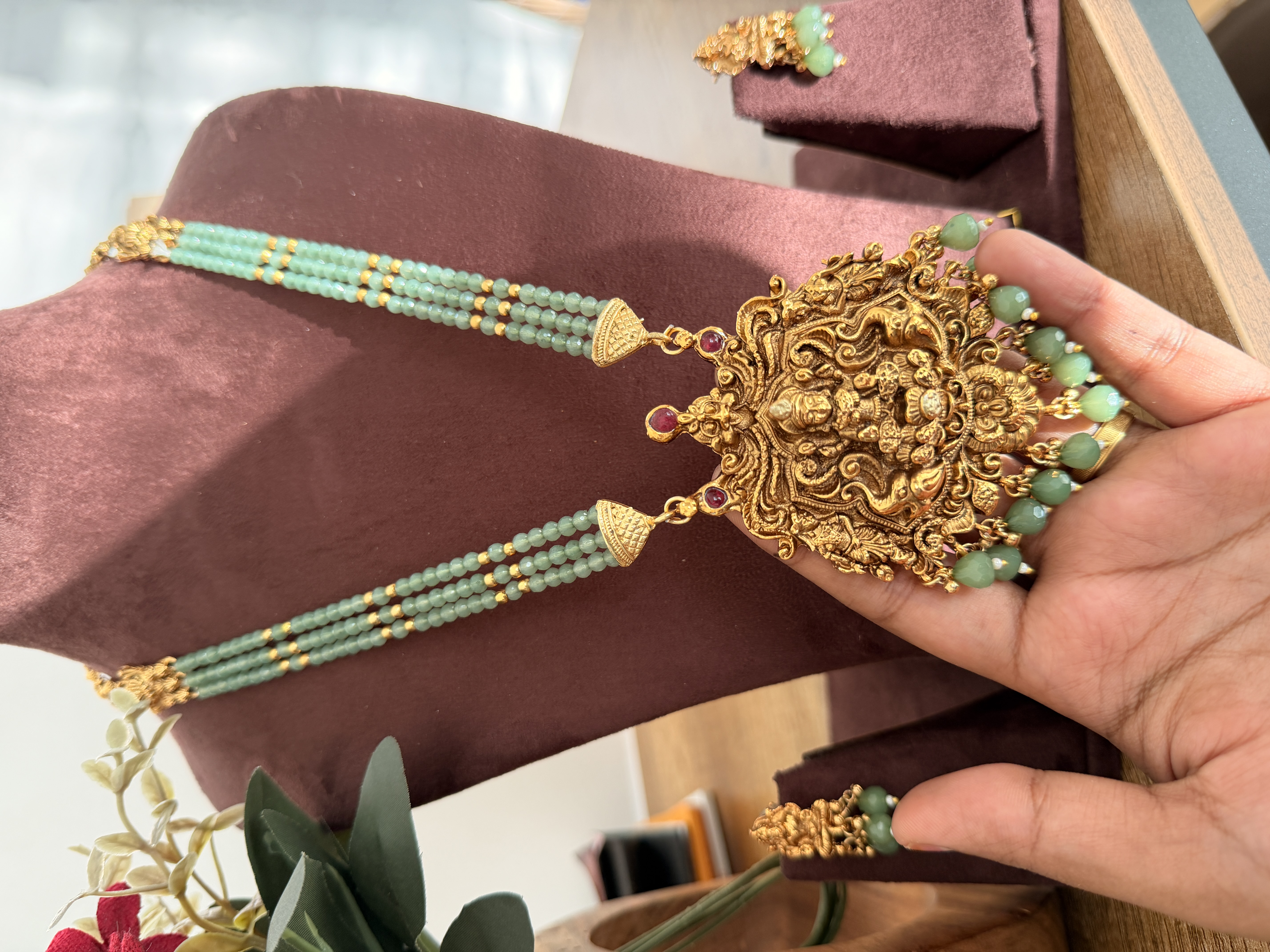 Budget light green beads haaram HS518