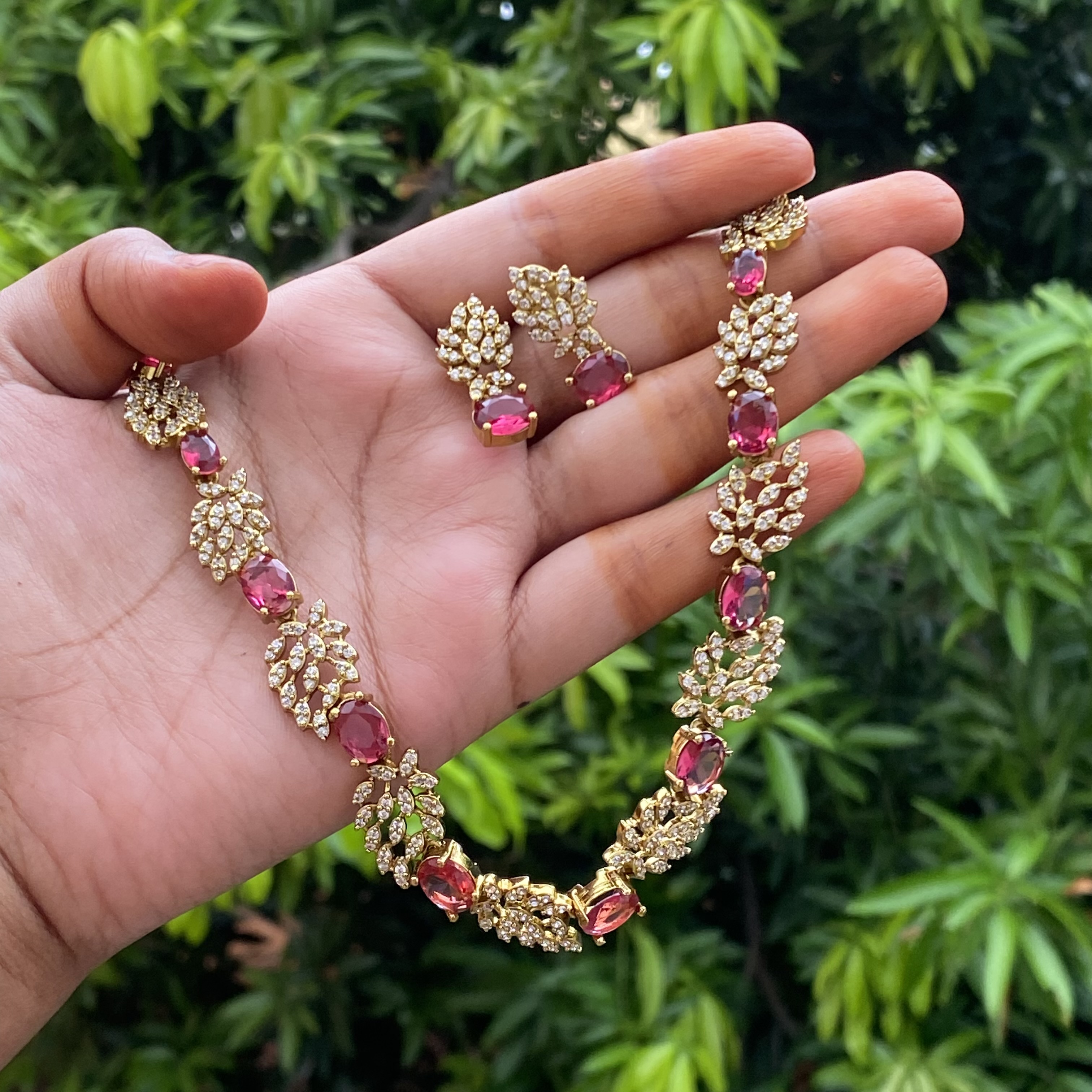 Gold-Plated Ruby necklace SetDLA017