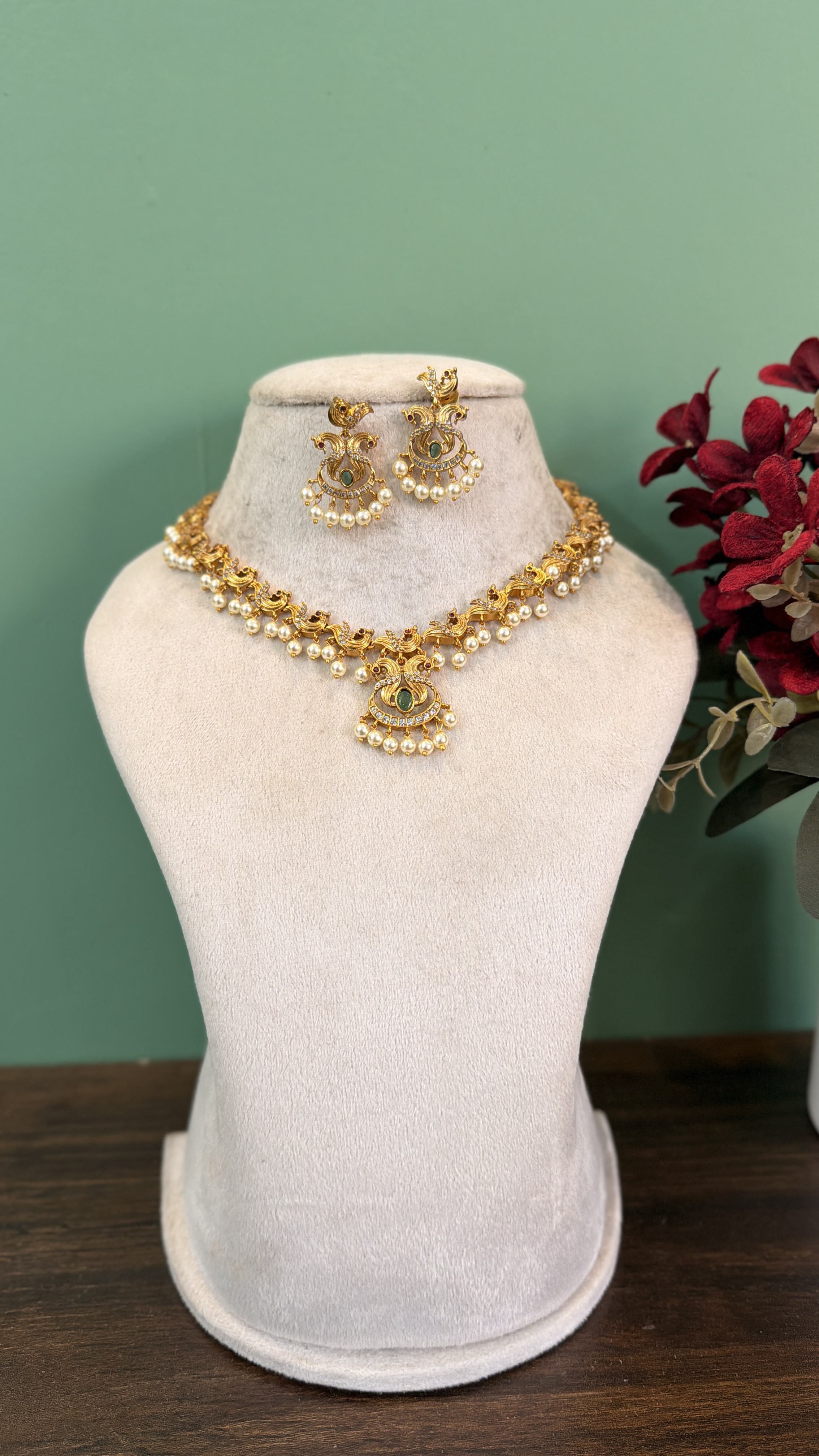 Pearl hanging gold necklace LTS30