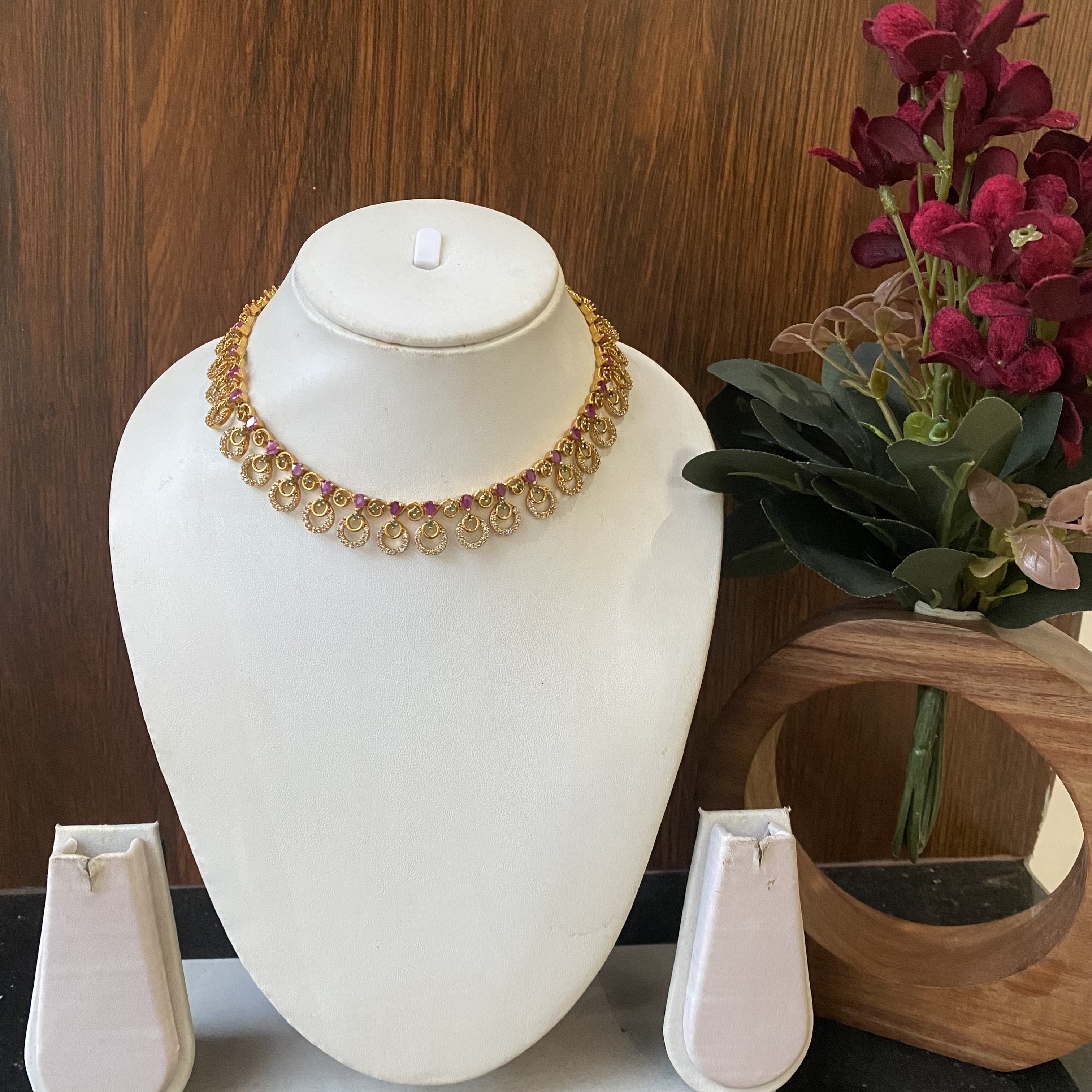 Ruby diamond ring necklace DLA158