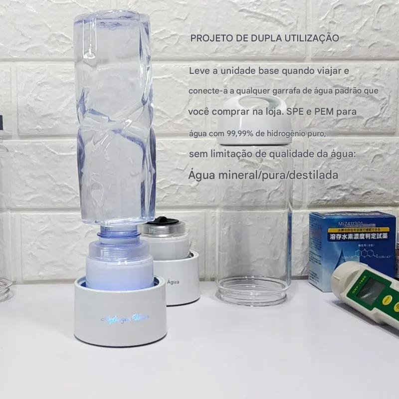 Garrafa geradora de hidrogenio Brasuca. Água e inalação.