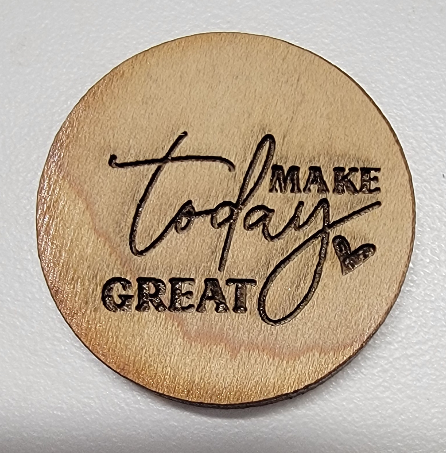 Make Today Great - Inspirational Wooden Token - Heart - Set of 4