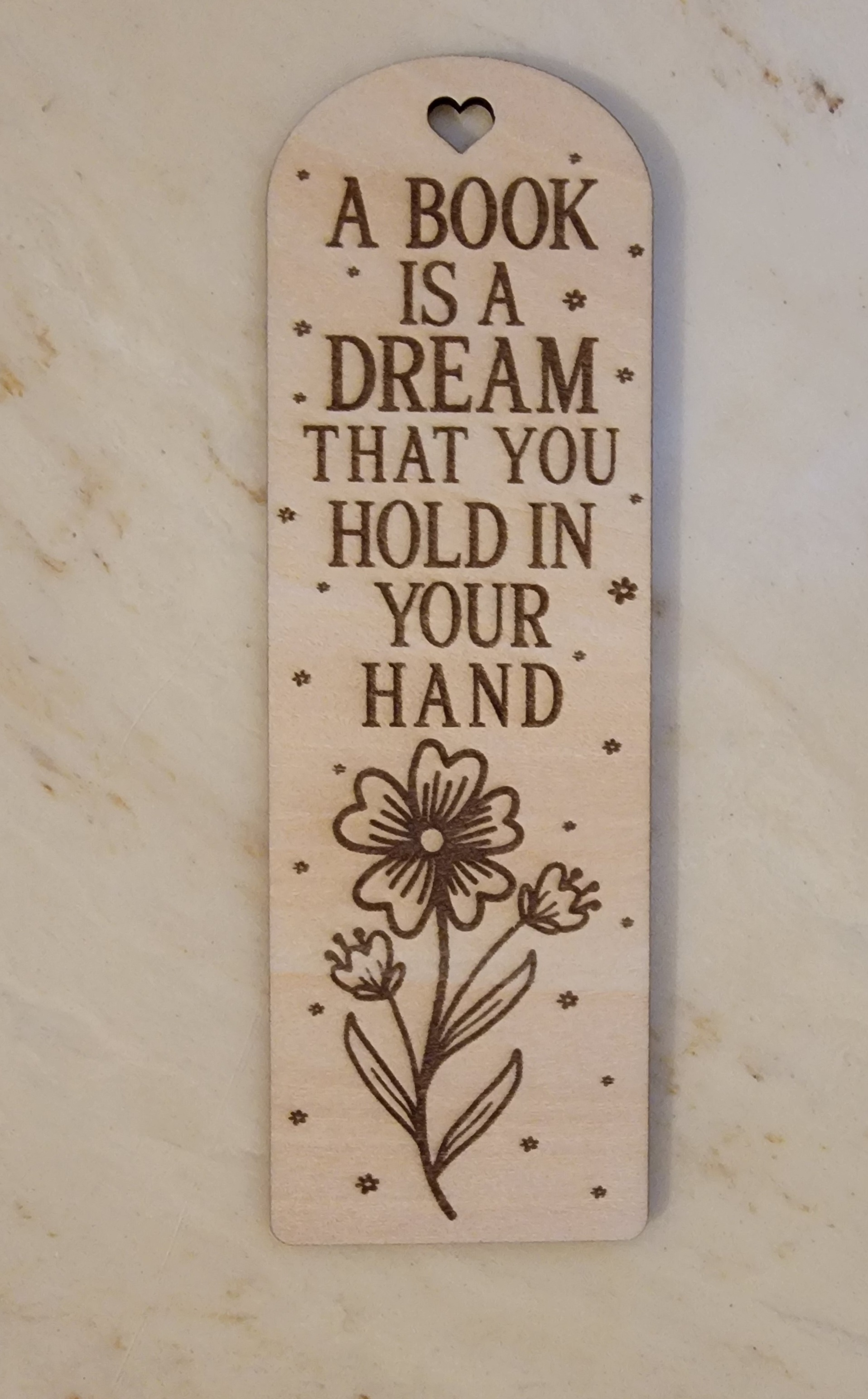 Wooden Engraved Bookmark - Floral - Dream