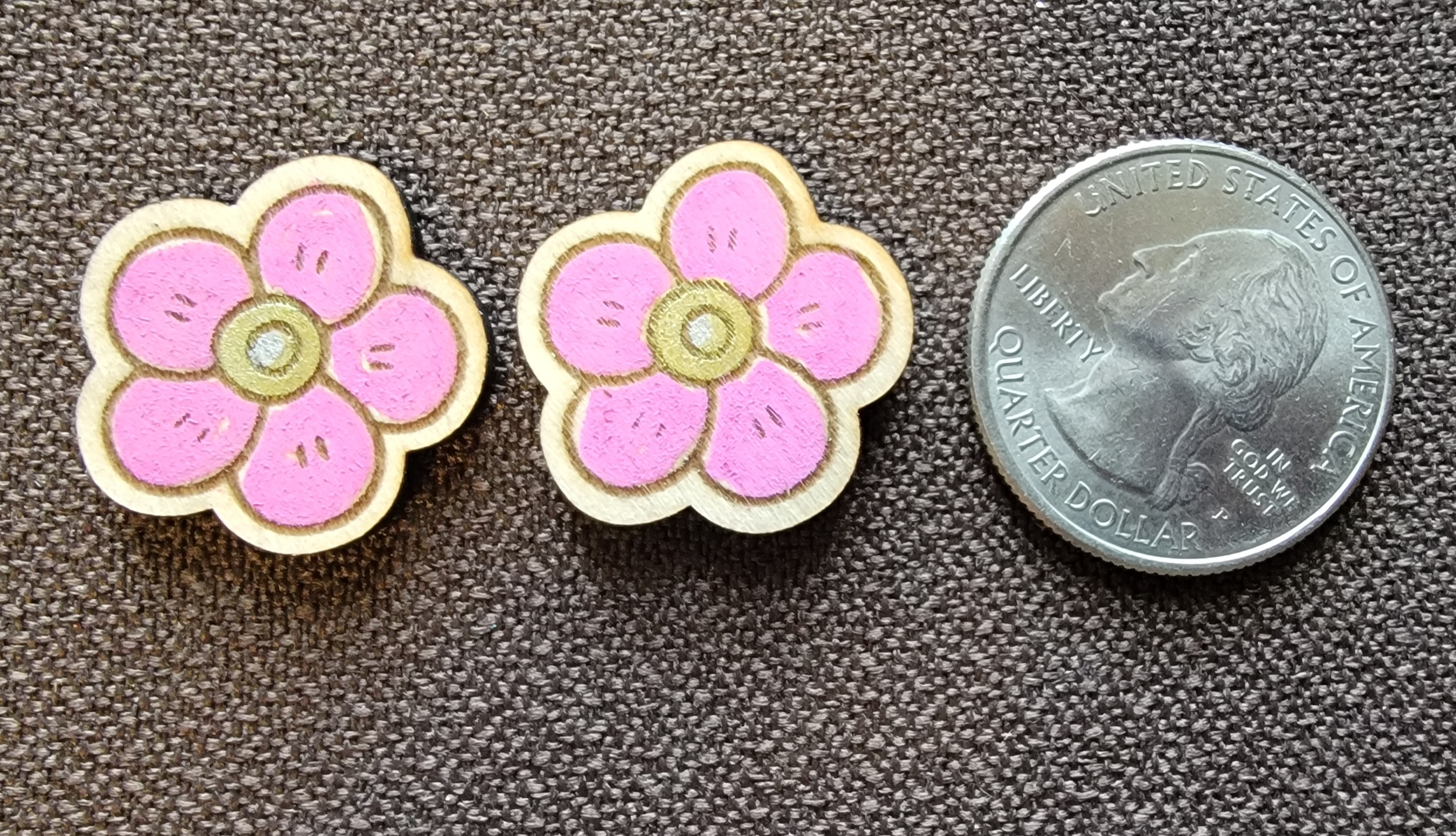 Flower Stud Earrings - Pink